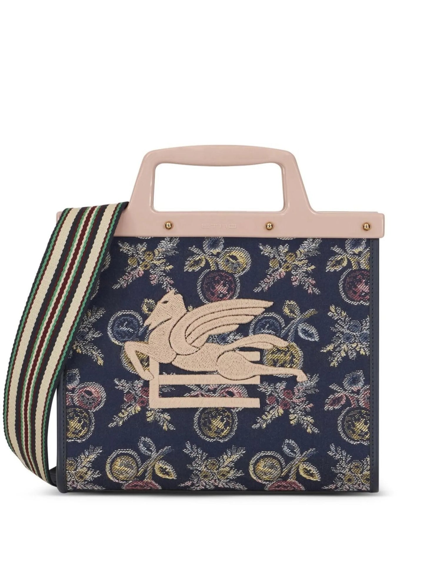 logo-embroidered jacquard tote bag