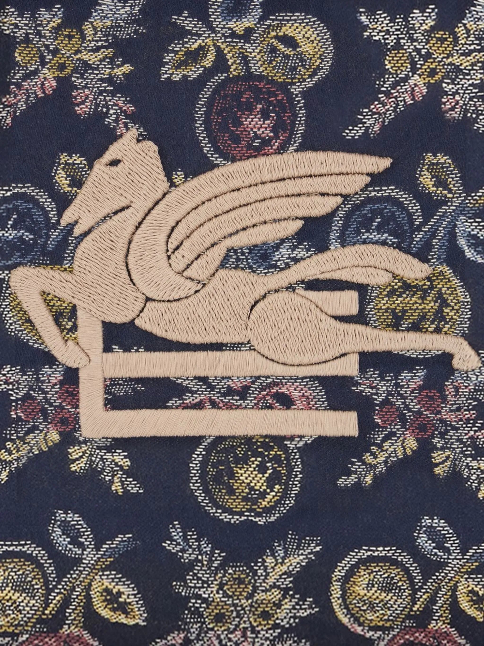 logo-embroidered jacquard tote bag