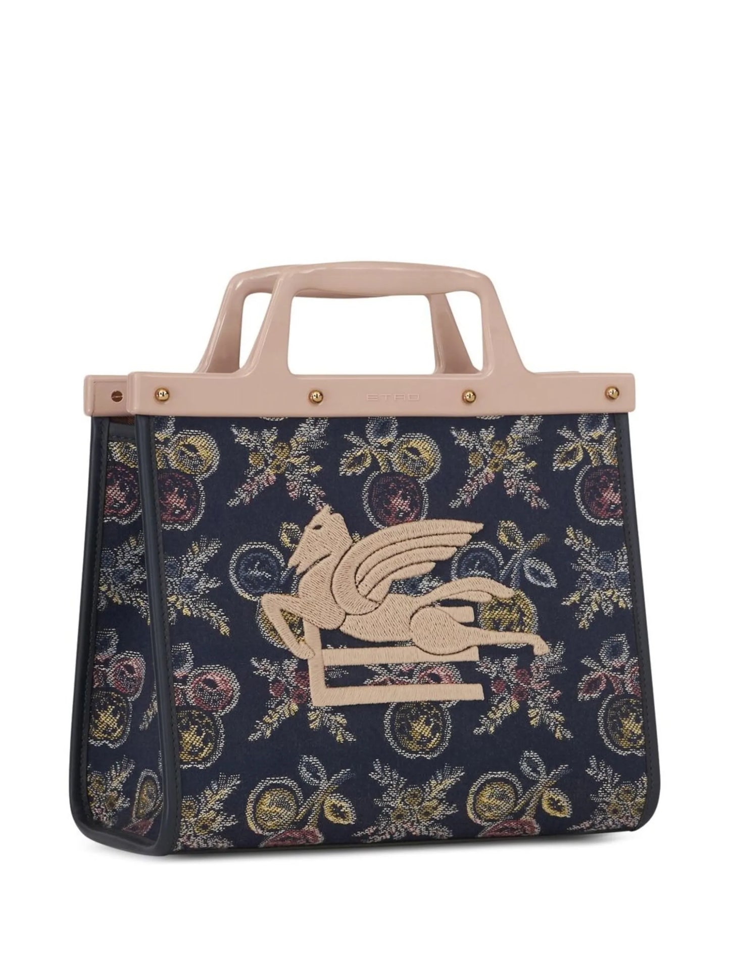 logo-embroidered jacquard tote bag