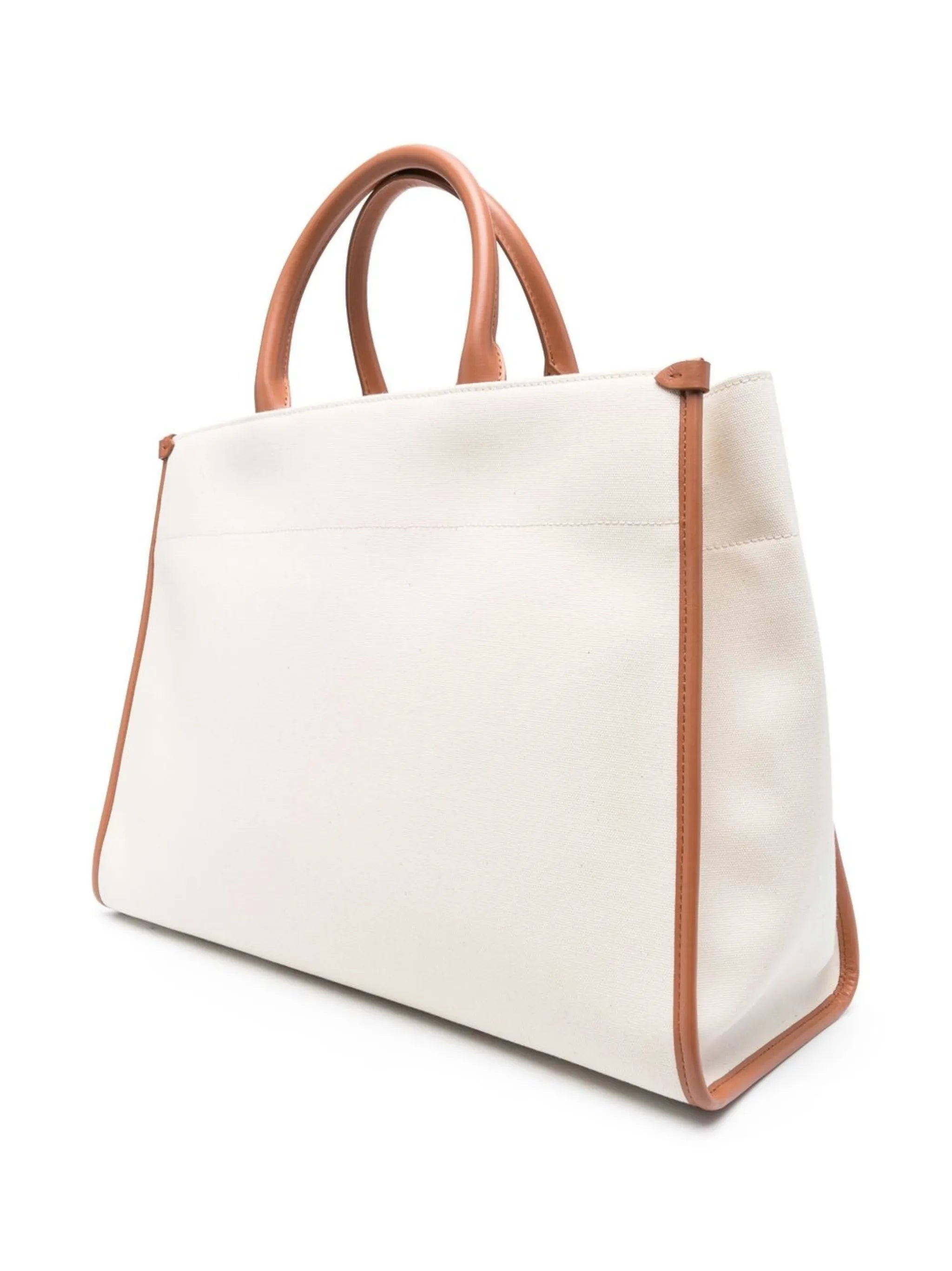 logo-print leather tote bag