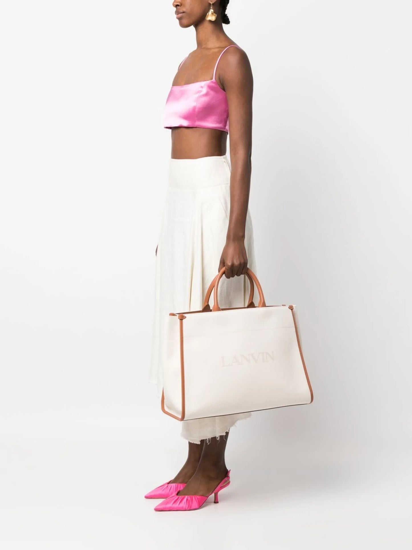 logo-print leather tote bag
