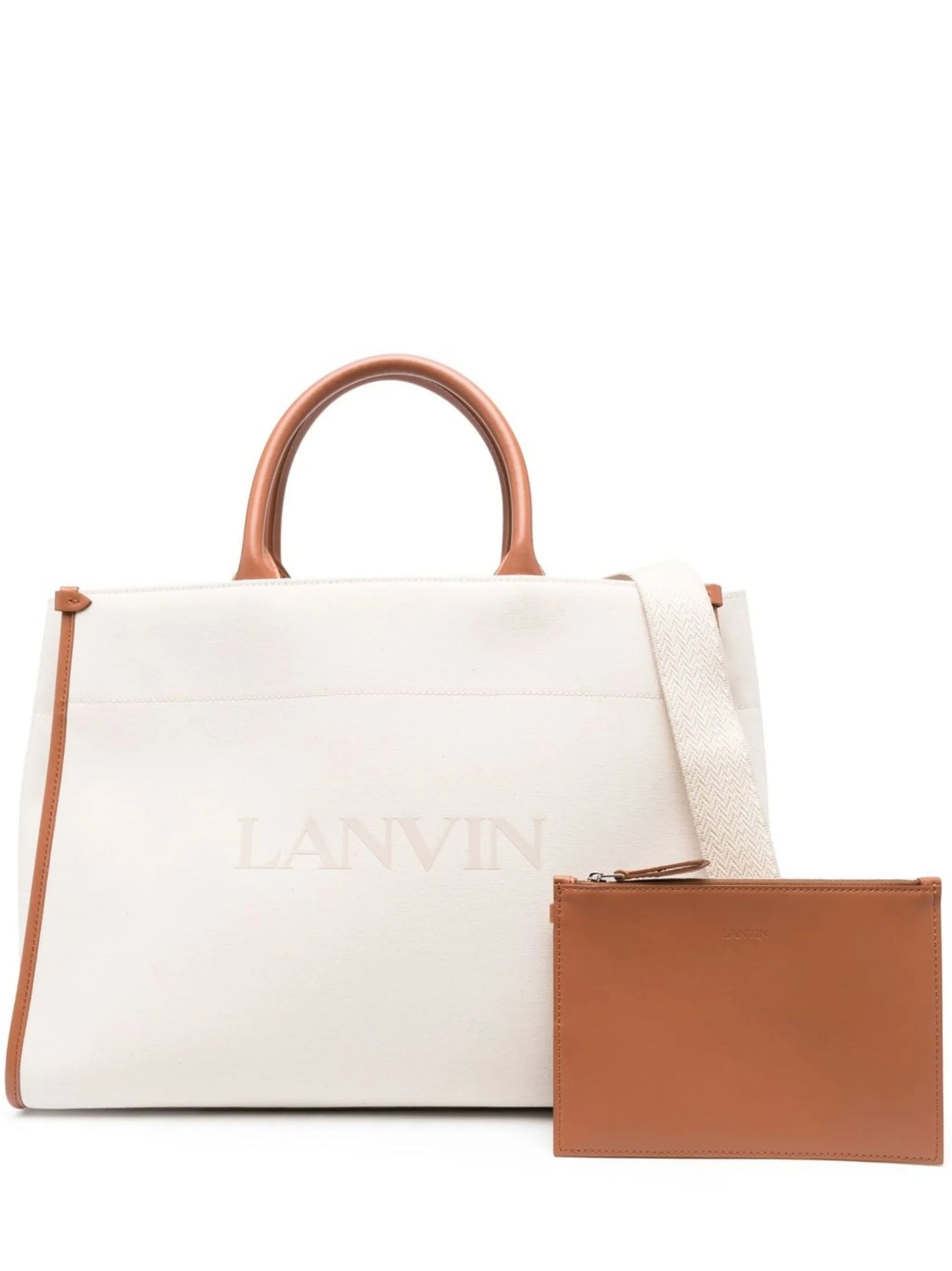 logo-print leather tote bag