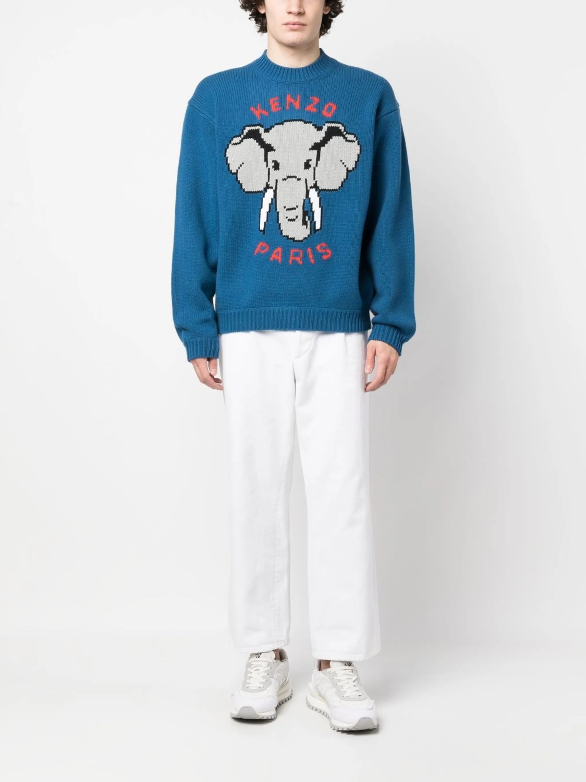 intarsia-knit long-sleeved jumper