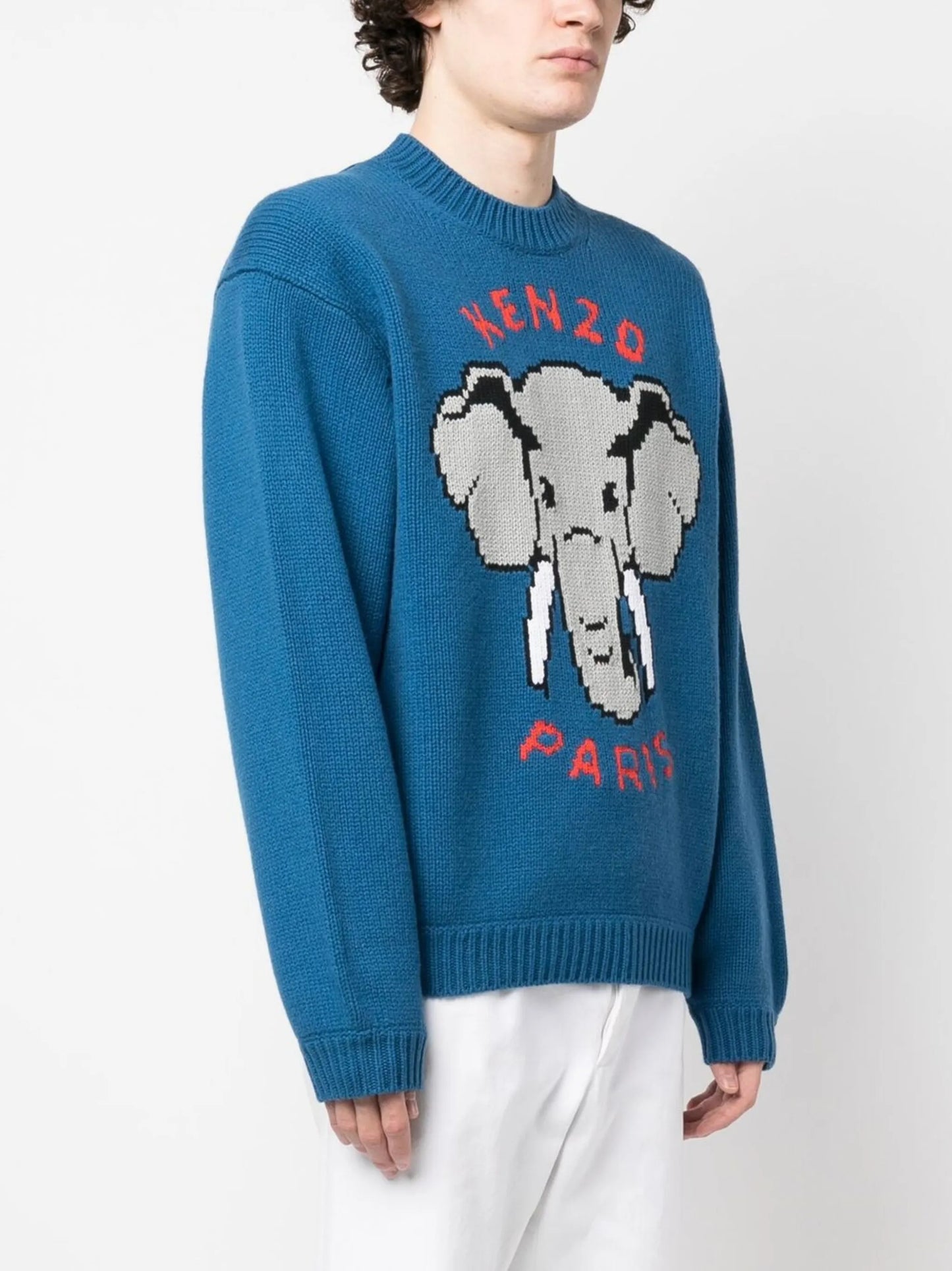intarsia-knit long-sleeved jumper