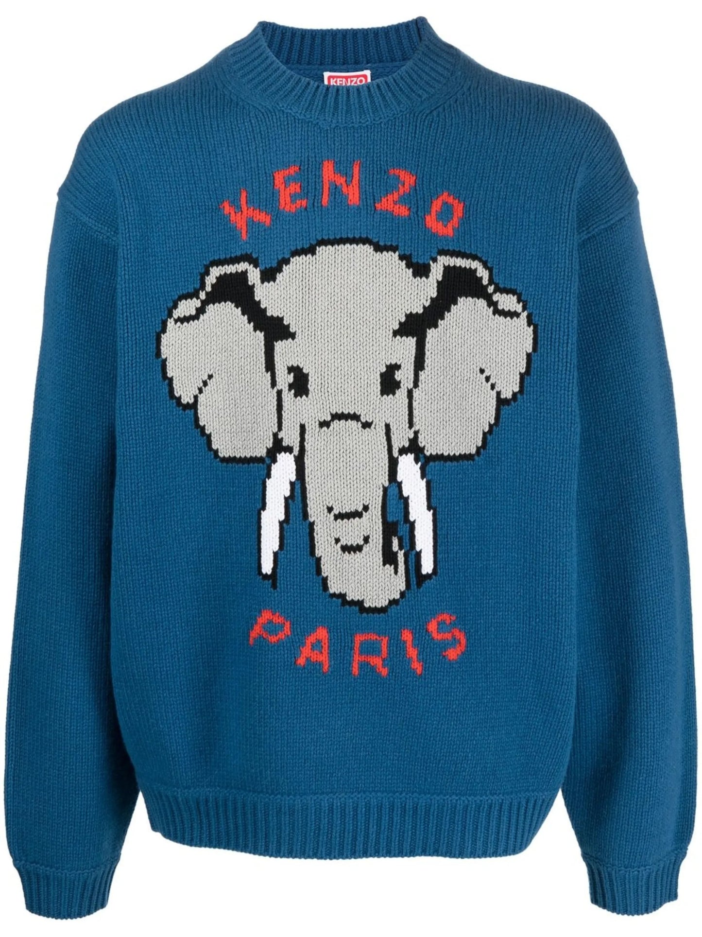 intarsia-knit long-sleeved jumper
