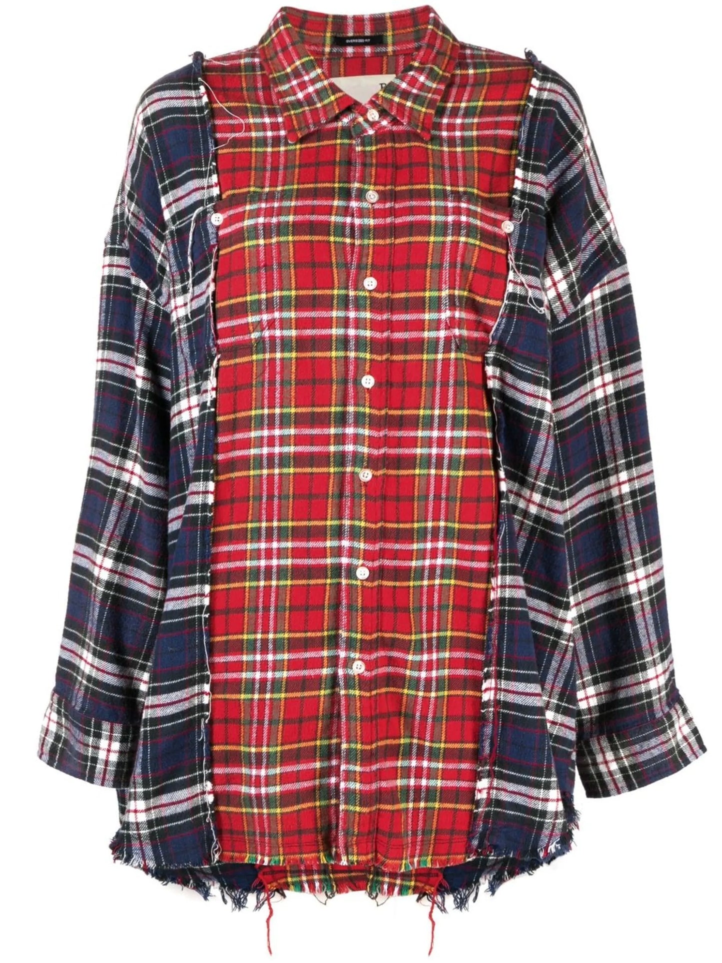 plaid-check raw-cut shirt