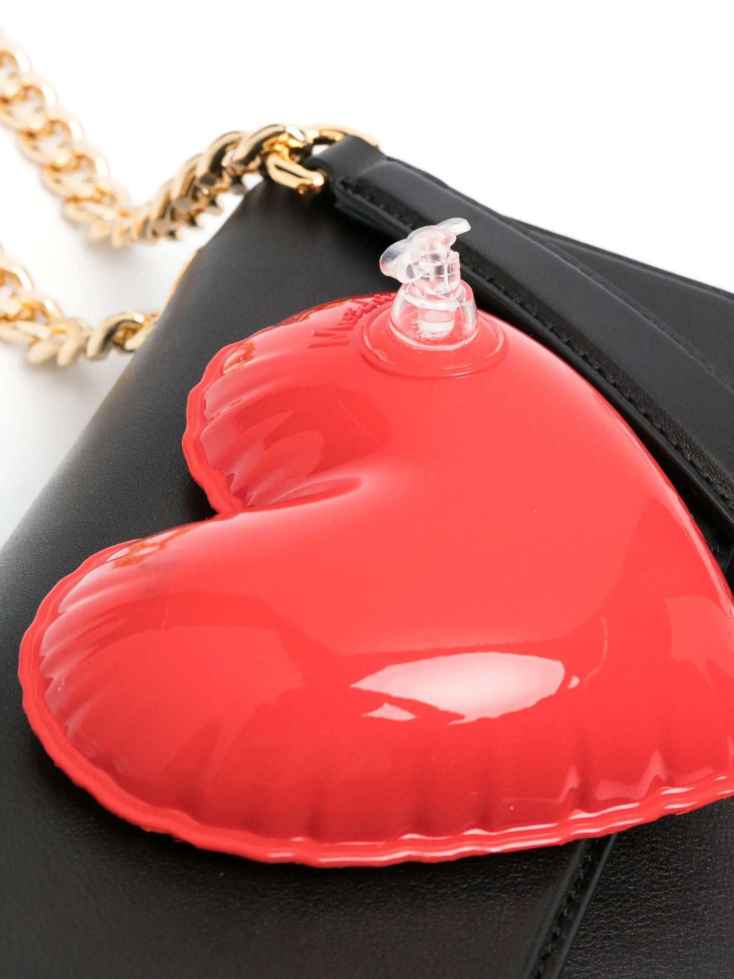inflatable heart detail leather shoulder bag