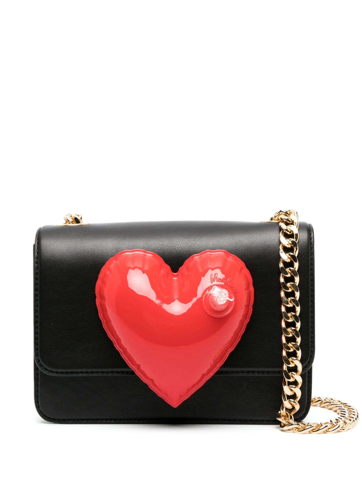 inflatable heart detail leather shoulder bag