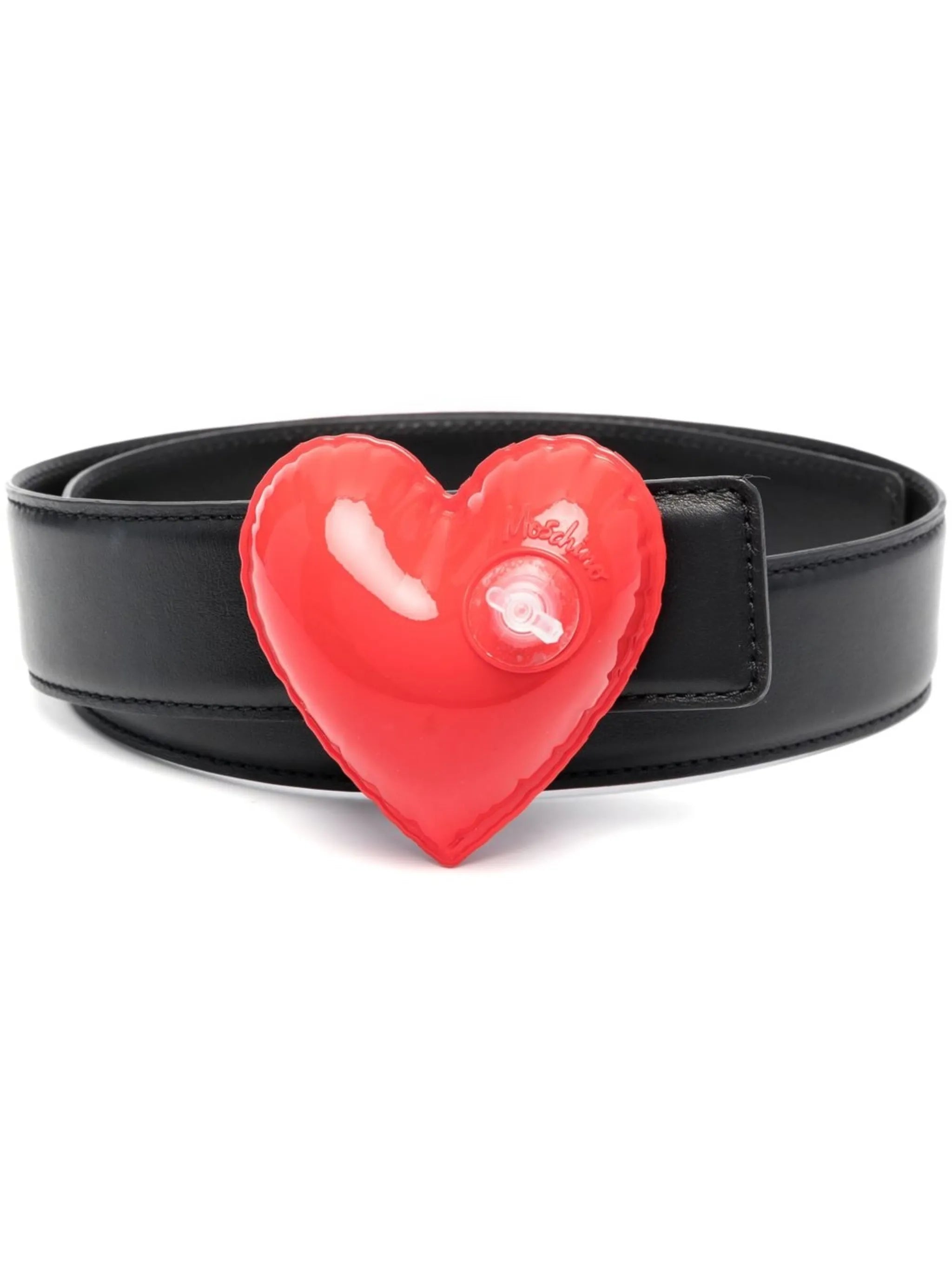 heart-loogo calf-leather belt