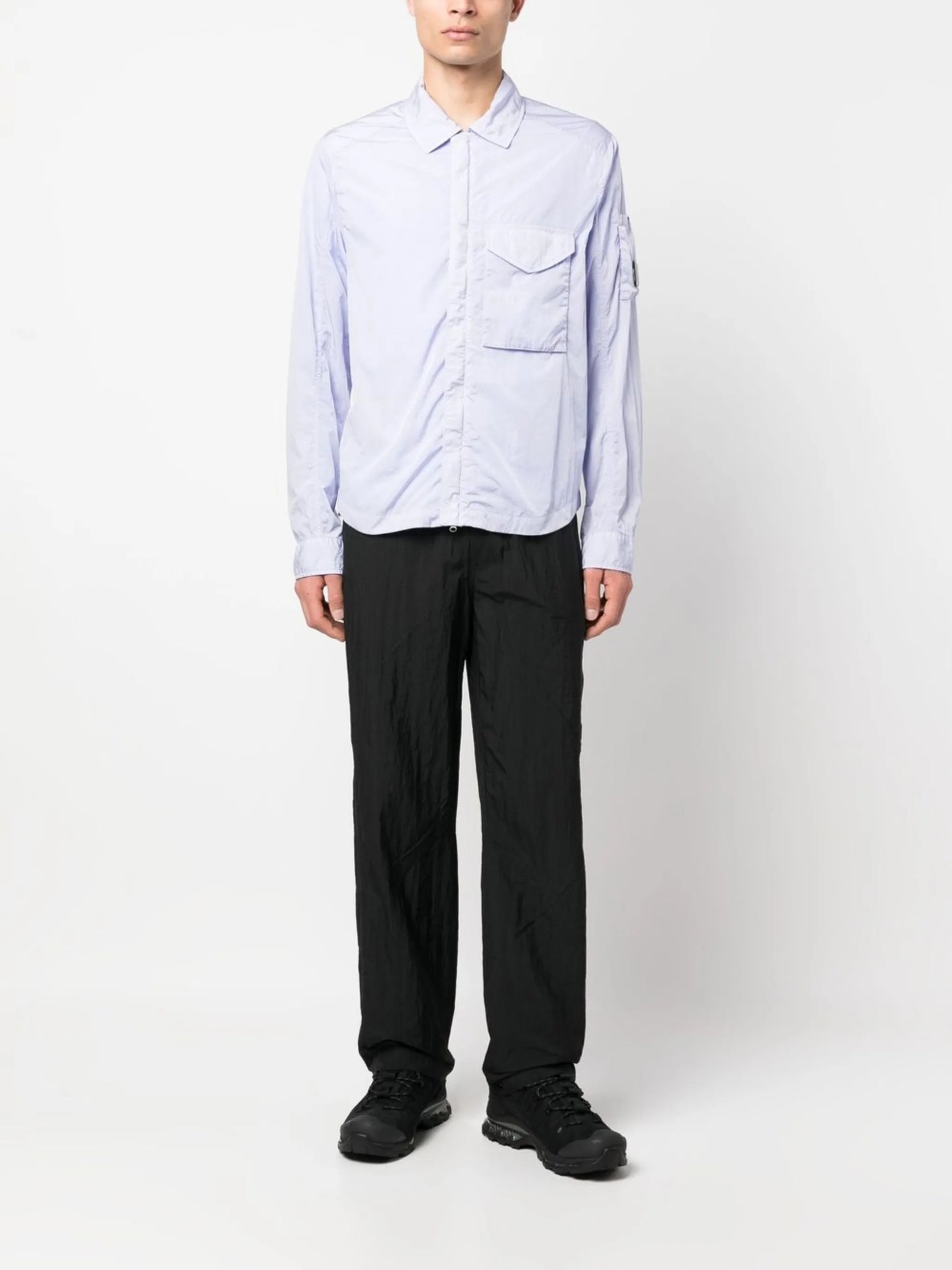 Lens-detail lightweight shirt jacket