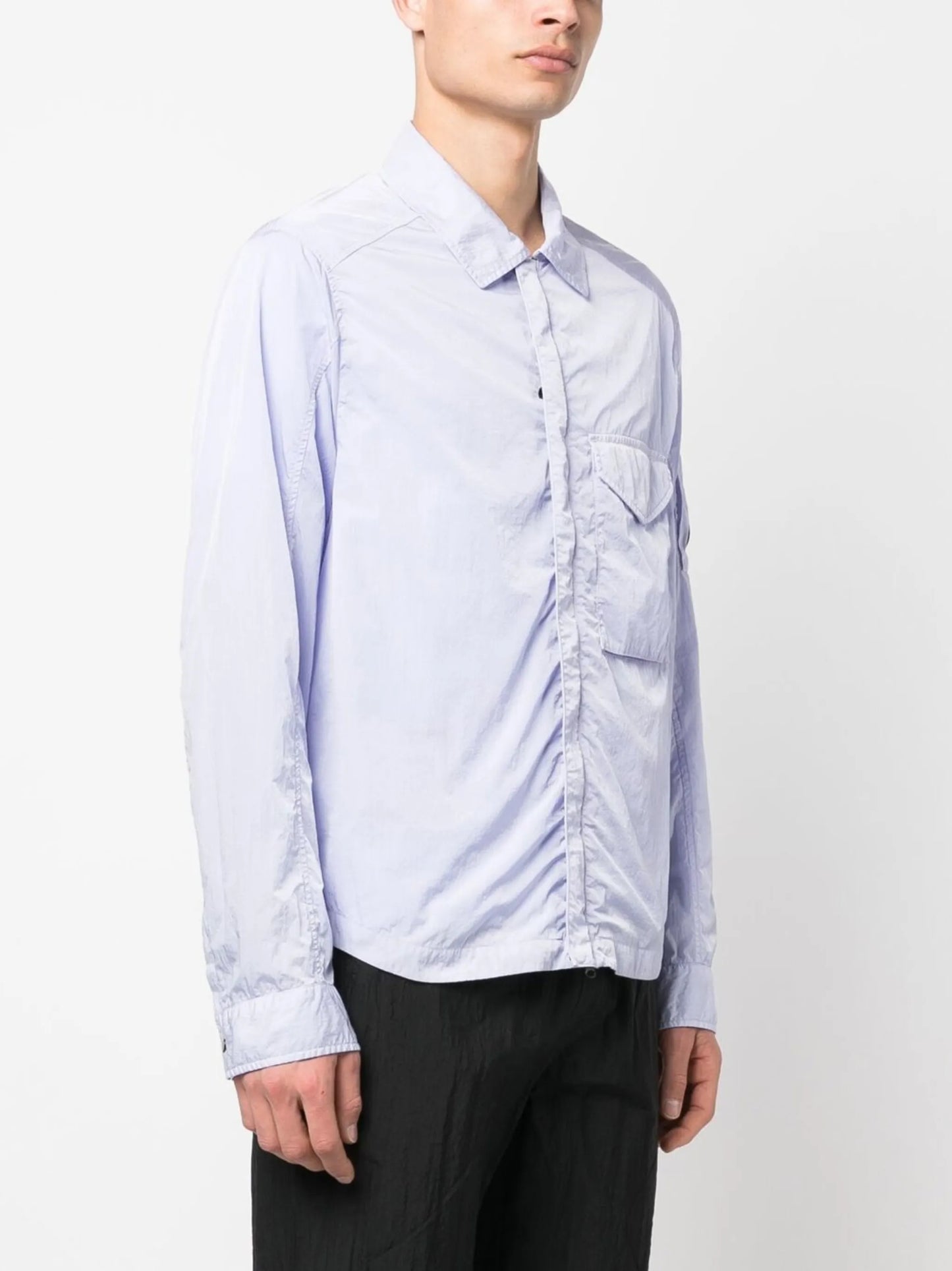 Lens-detail lightweight shirt jacket