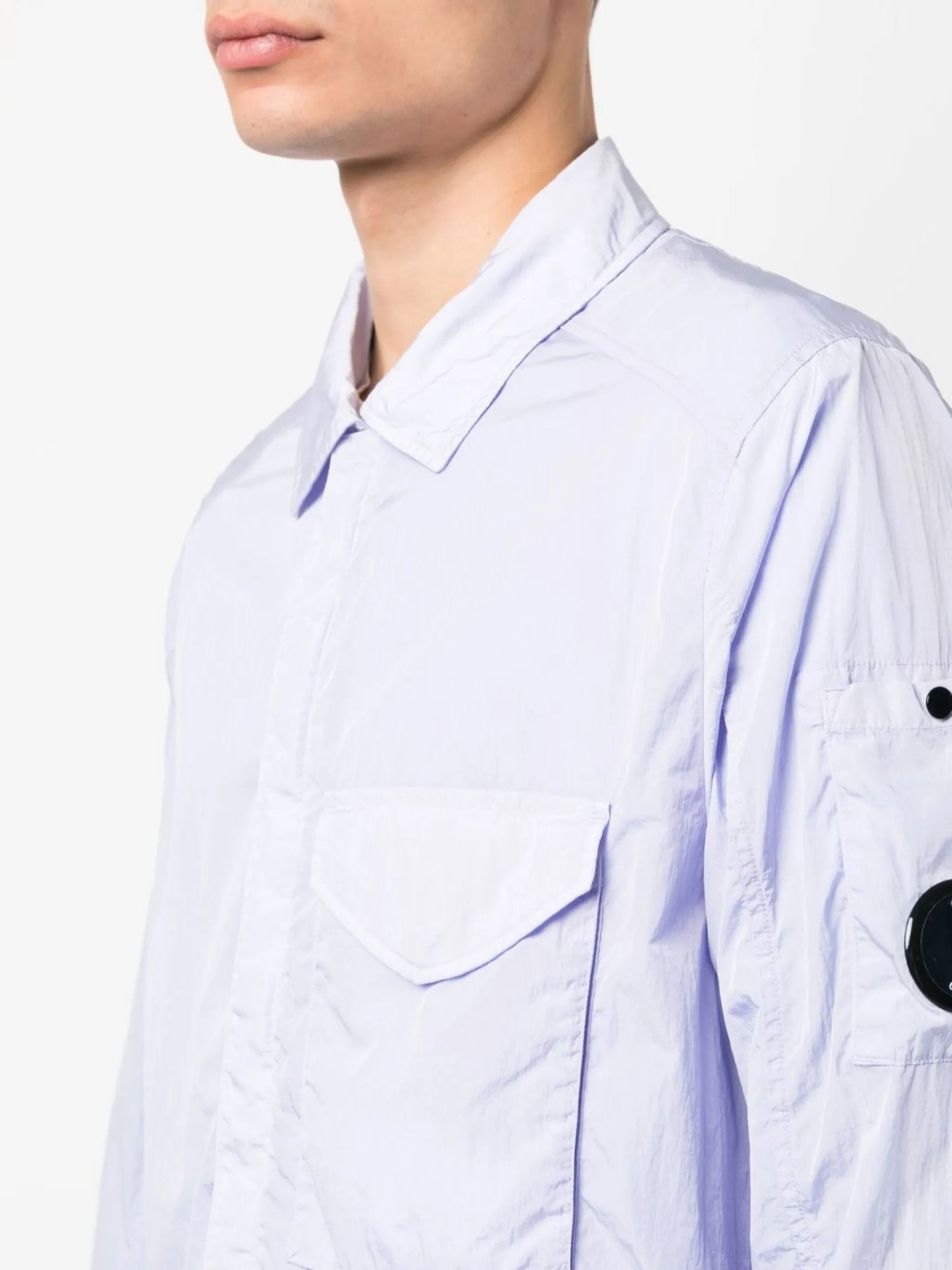 Lens-detail lightweight shirt jacket