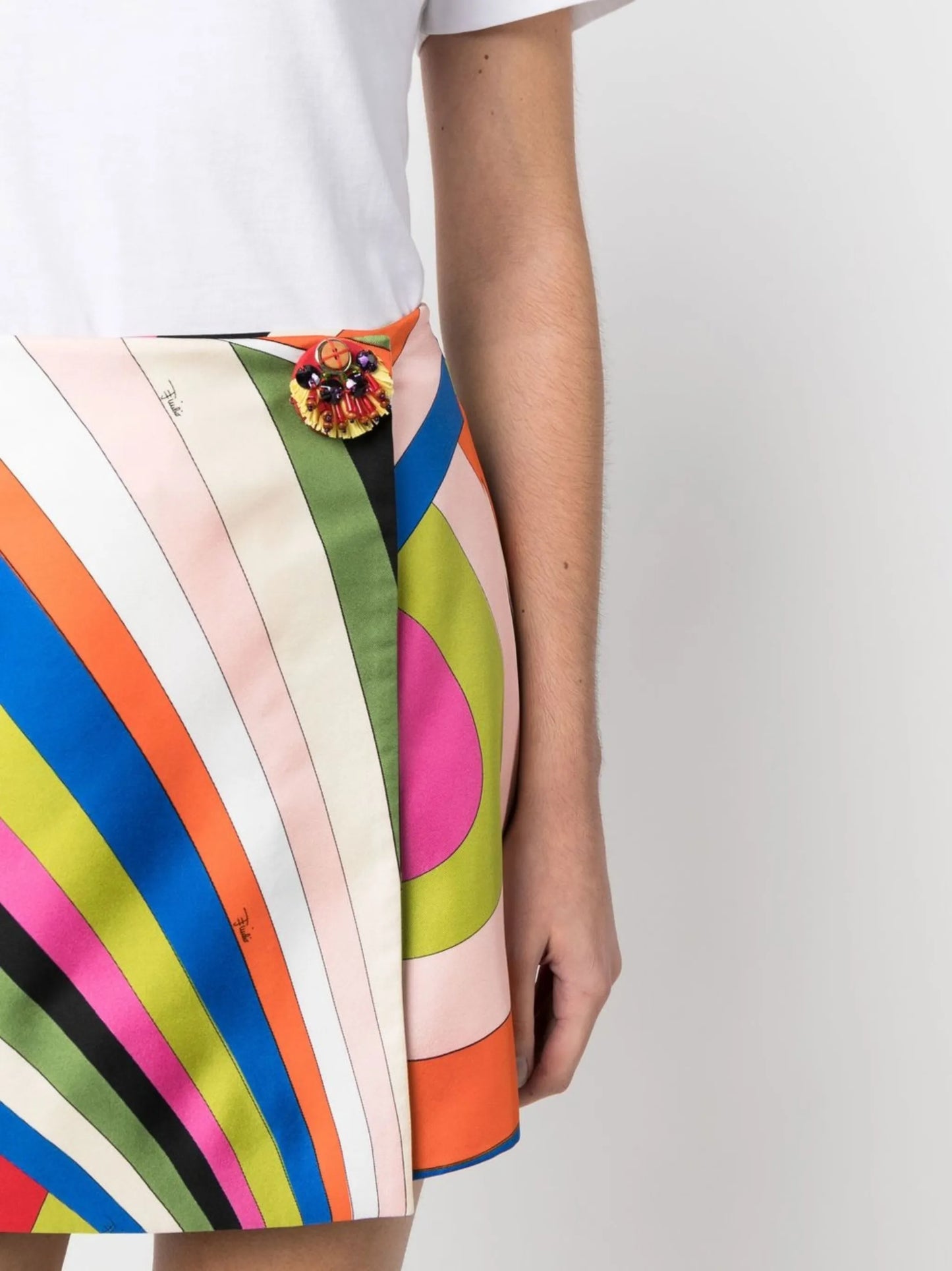 Iride-print wrap miniskirt
