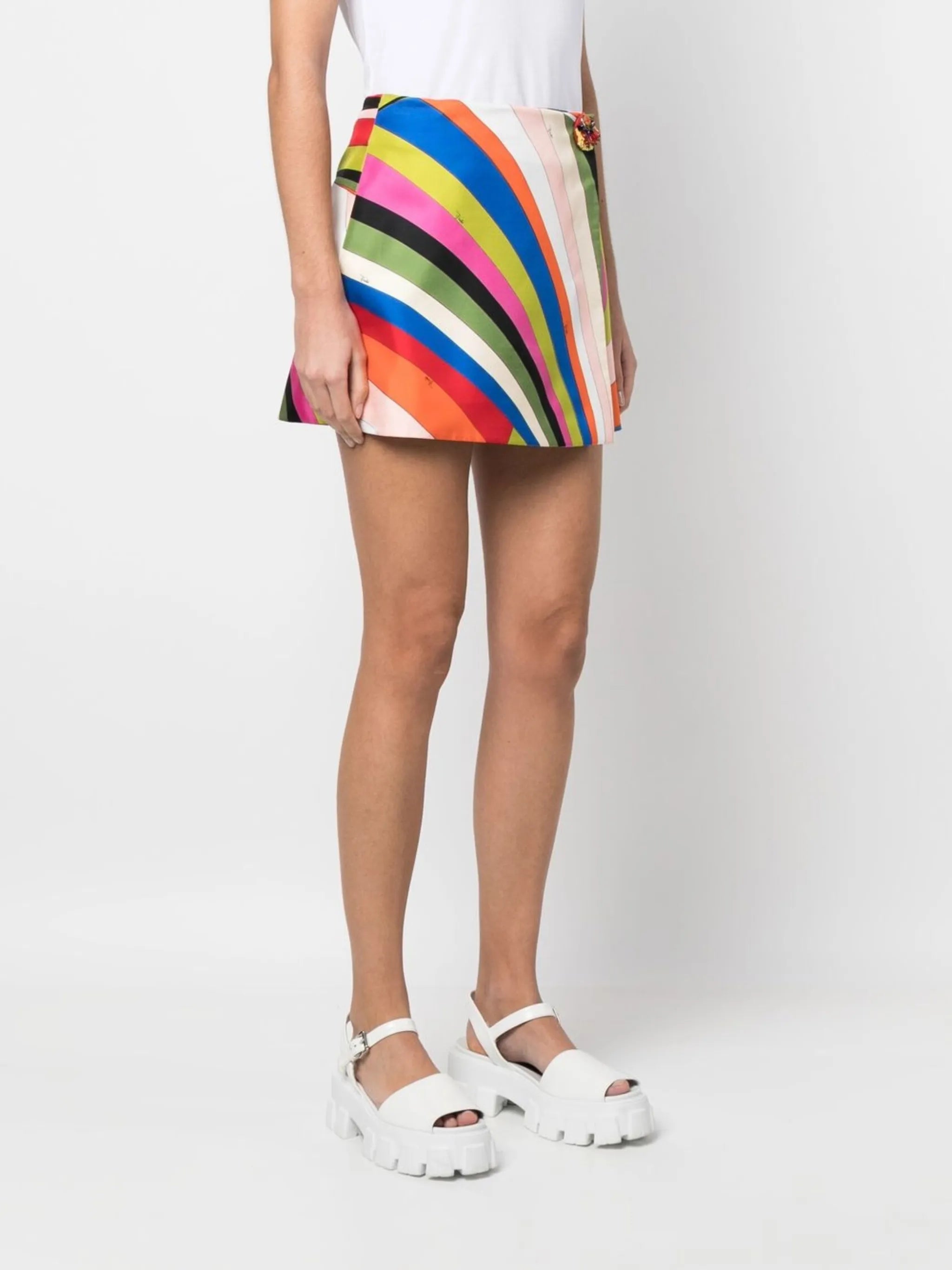 Iride-print wrap miniskirt