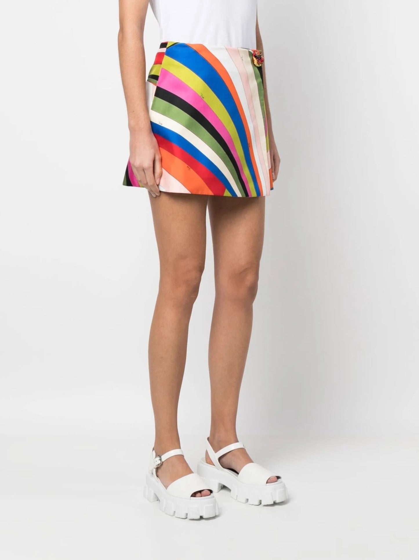 Iride-print wrap miniskirt