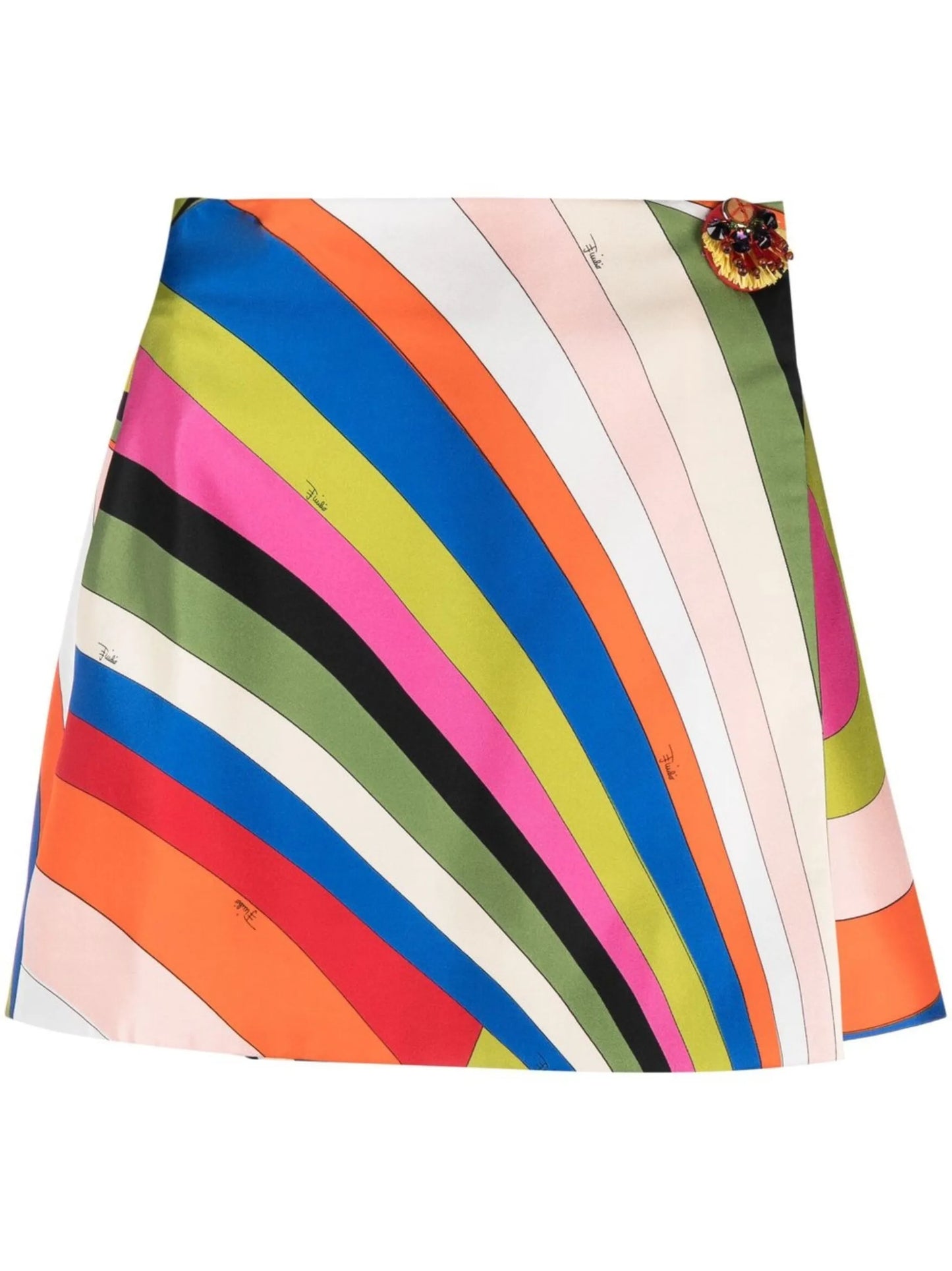 Iride-print wrap miniskirt