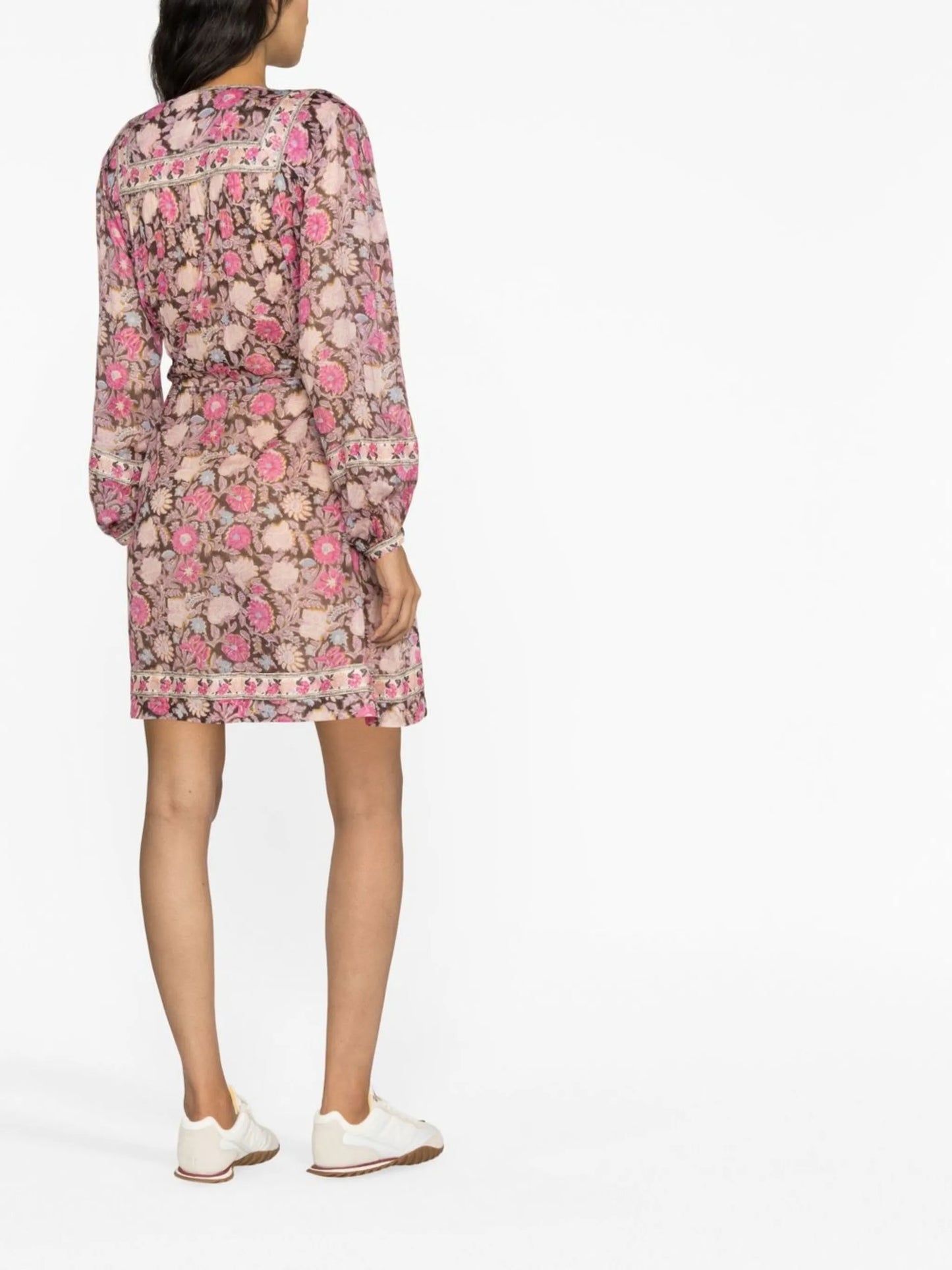 floral-print long-sleeve mini dress
