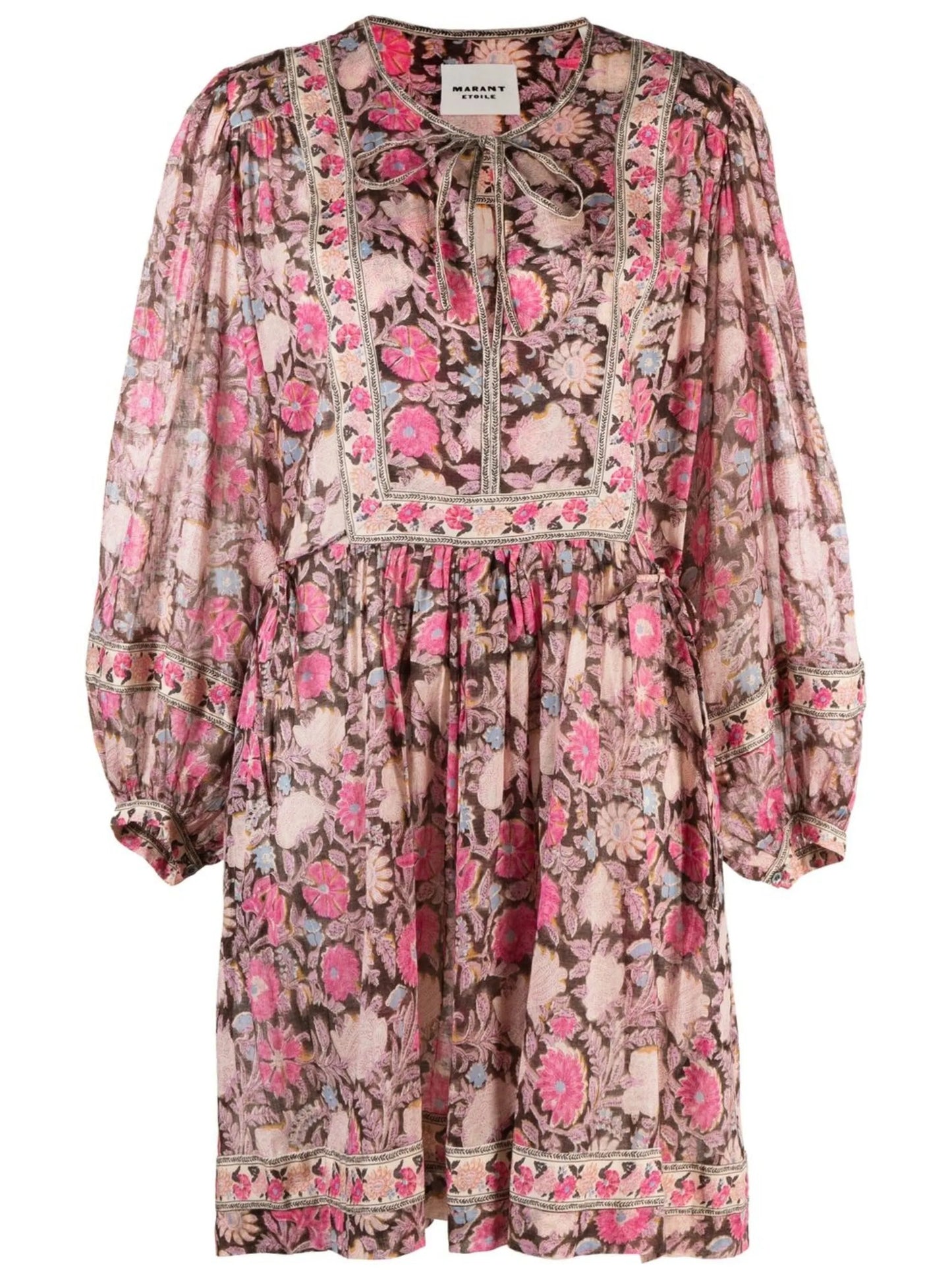 floral-print long-sleeve mini dress