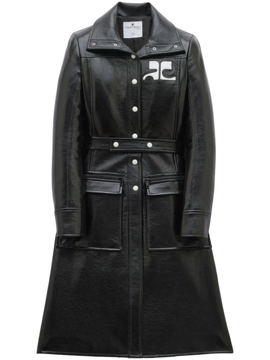 logo-patch trench coat