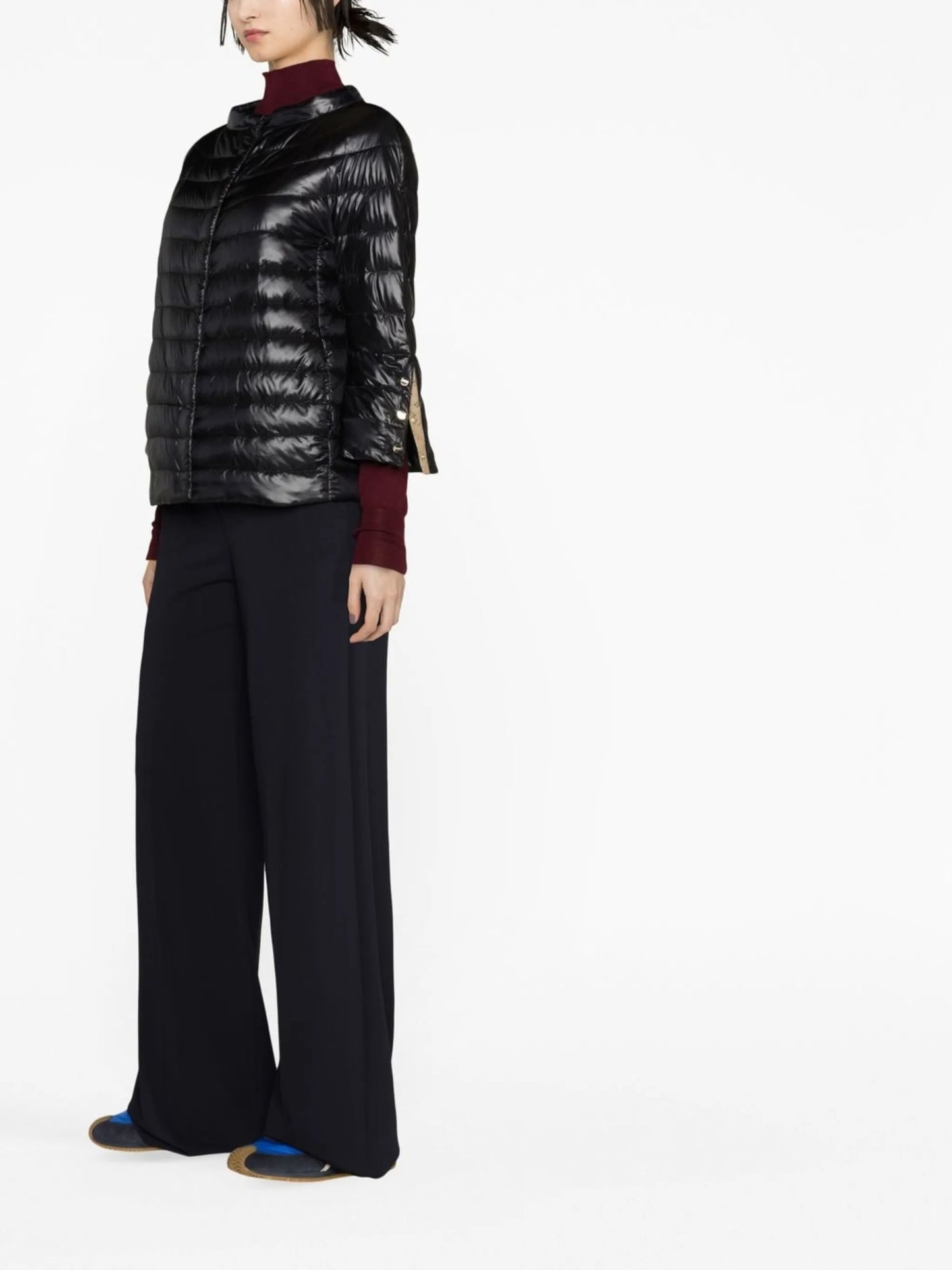 mock-neck quilted puffer jacket