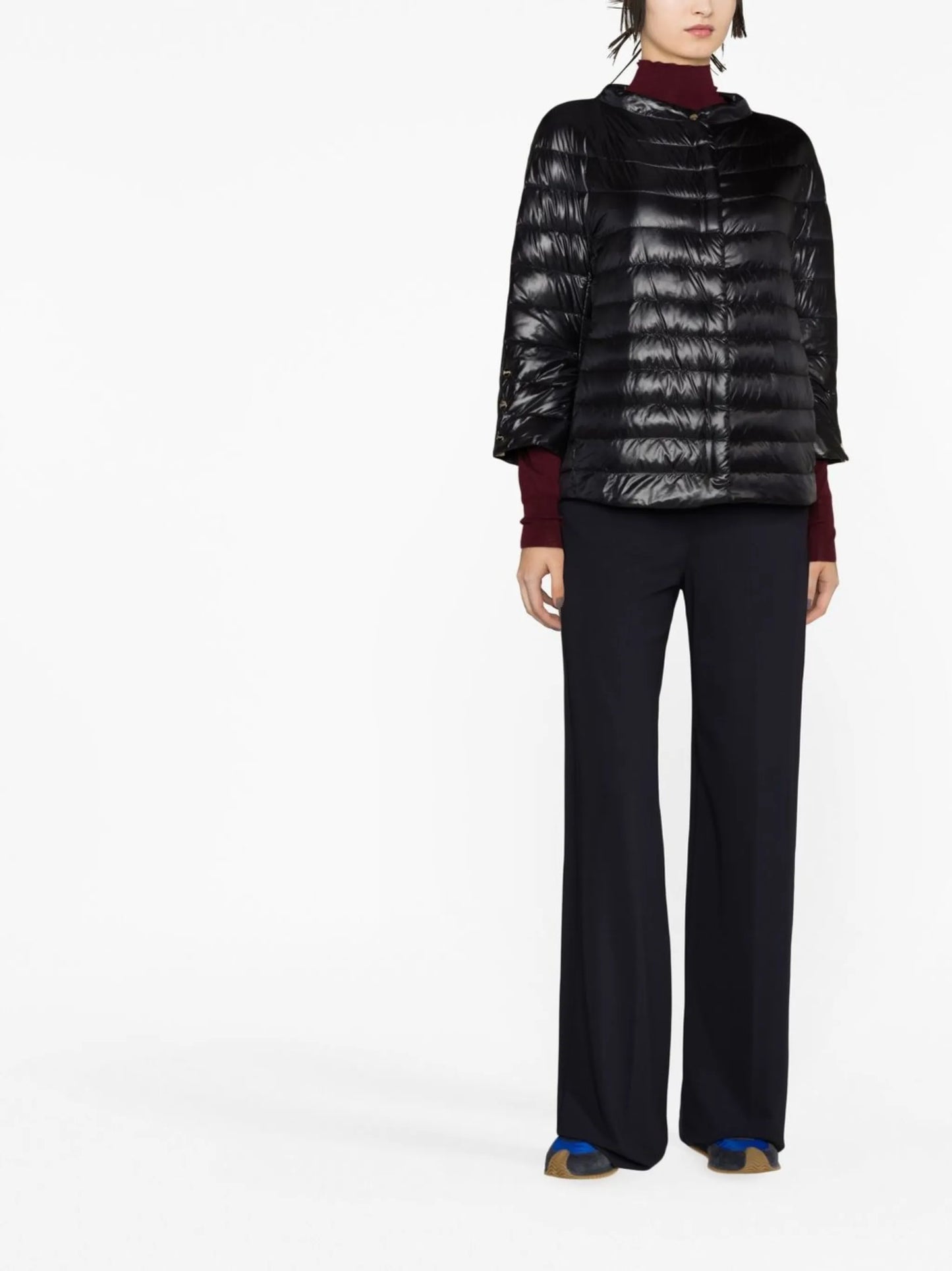 mock-neck quilted puffer jacket