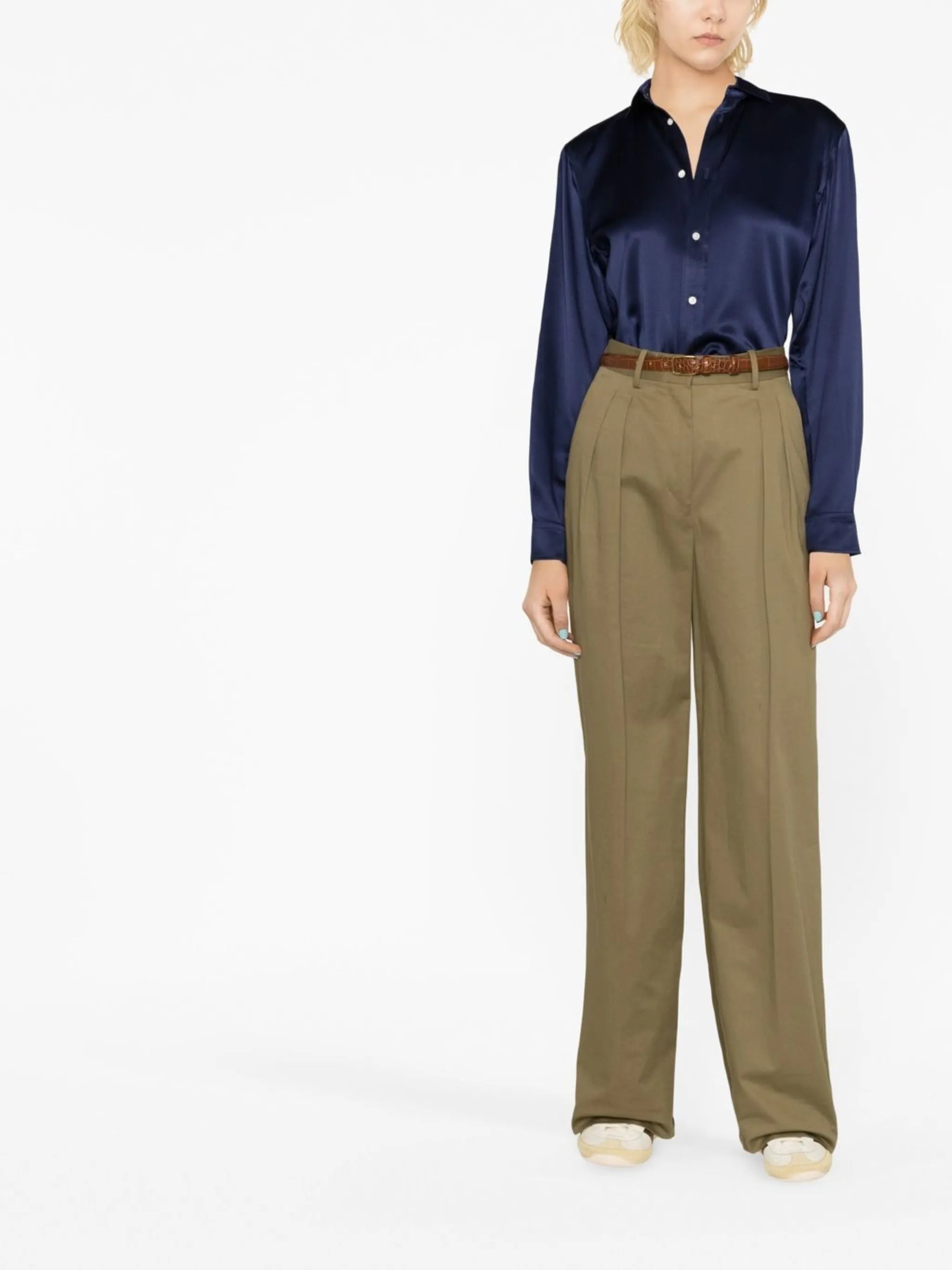 long-sleeved silk shirt