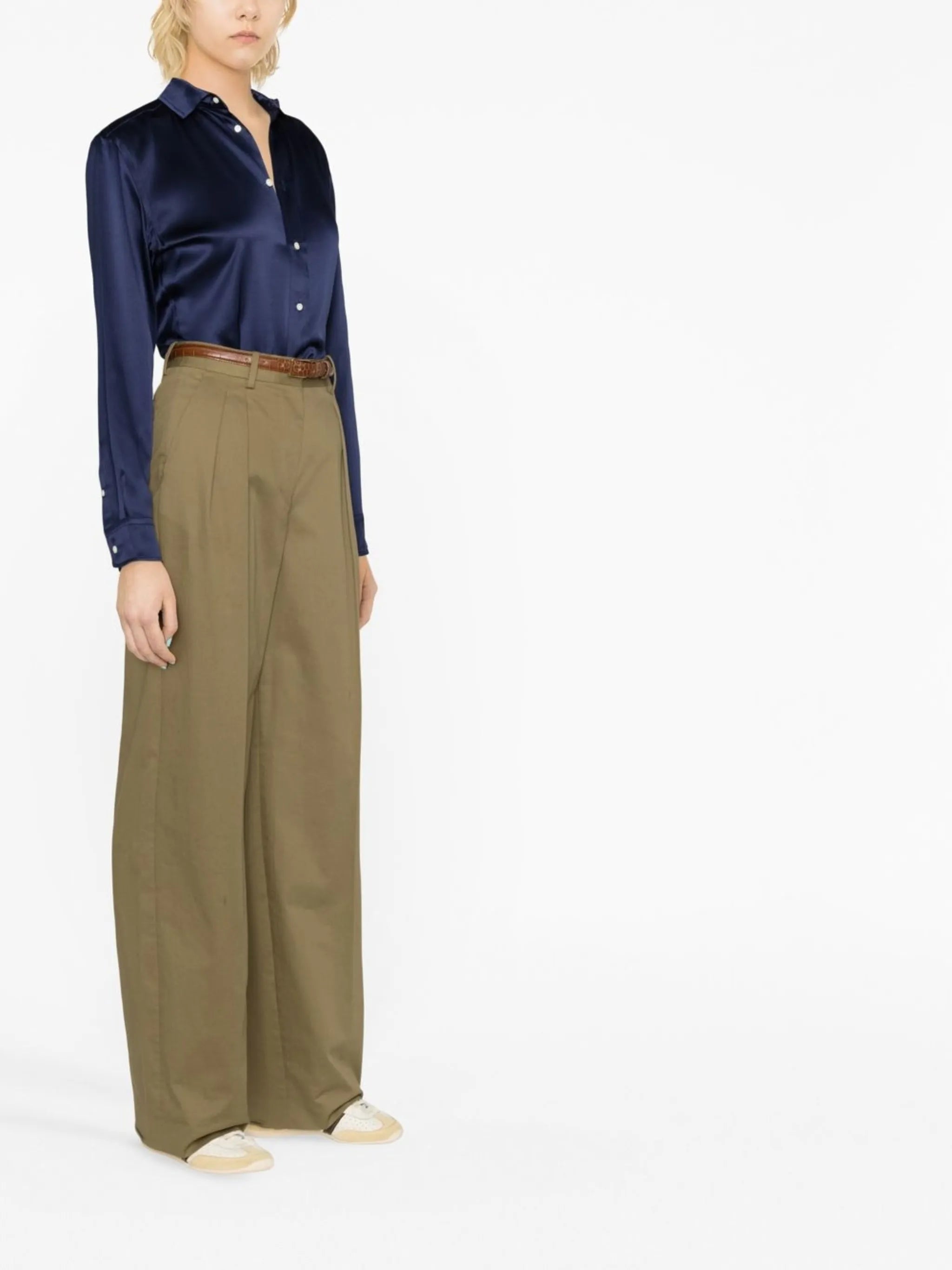 long-sleeved silk shirt