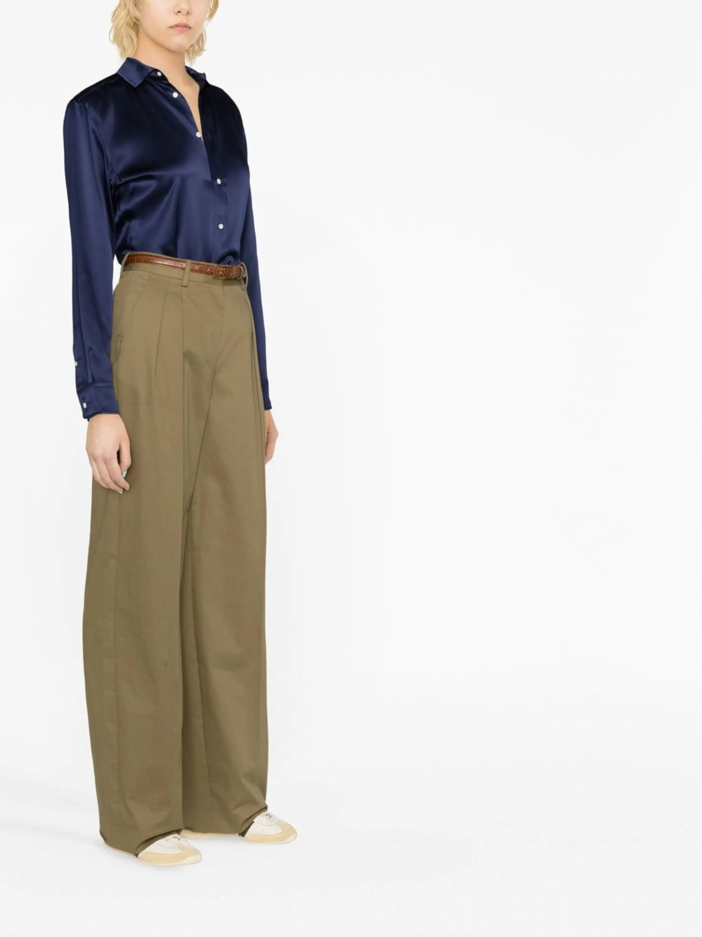 long-sleeved silk shirt