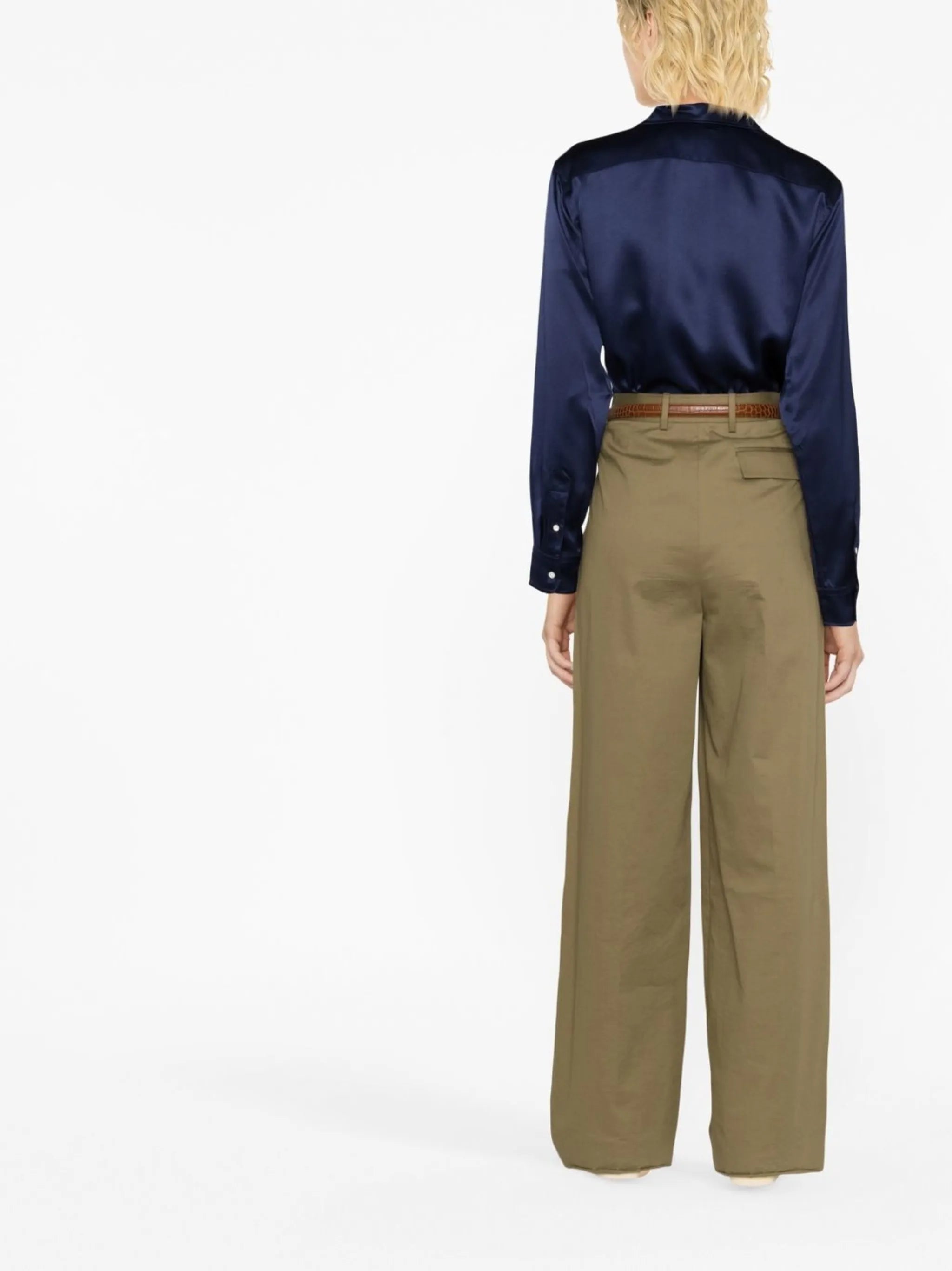 long-sleeved silk shirt