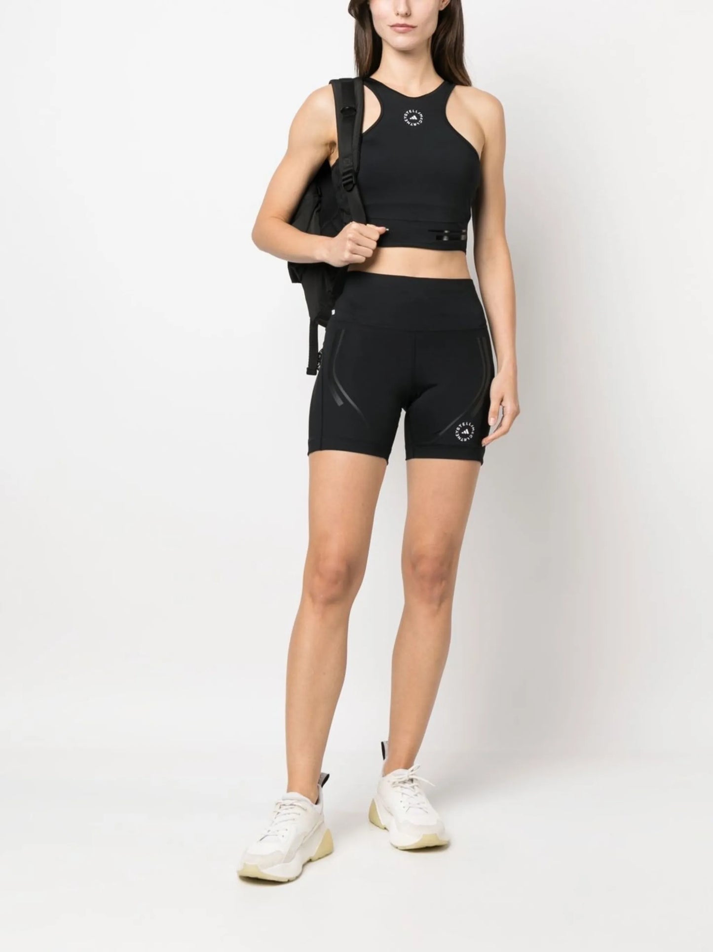 panelled logo-print performance shorts