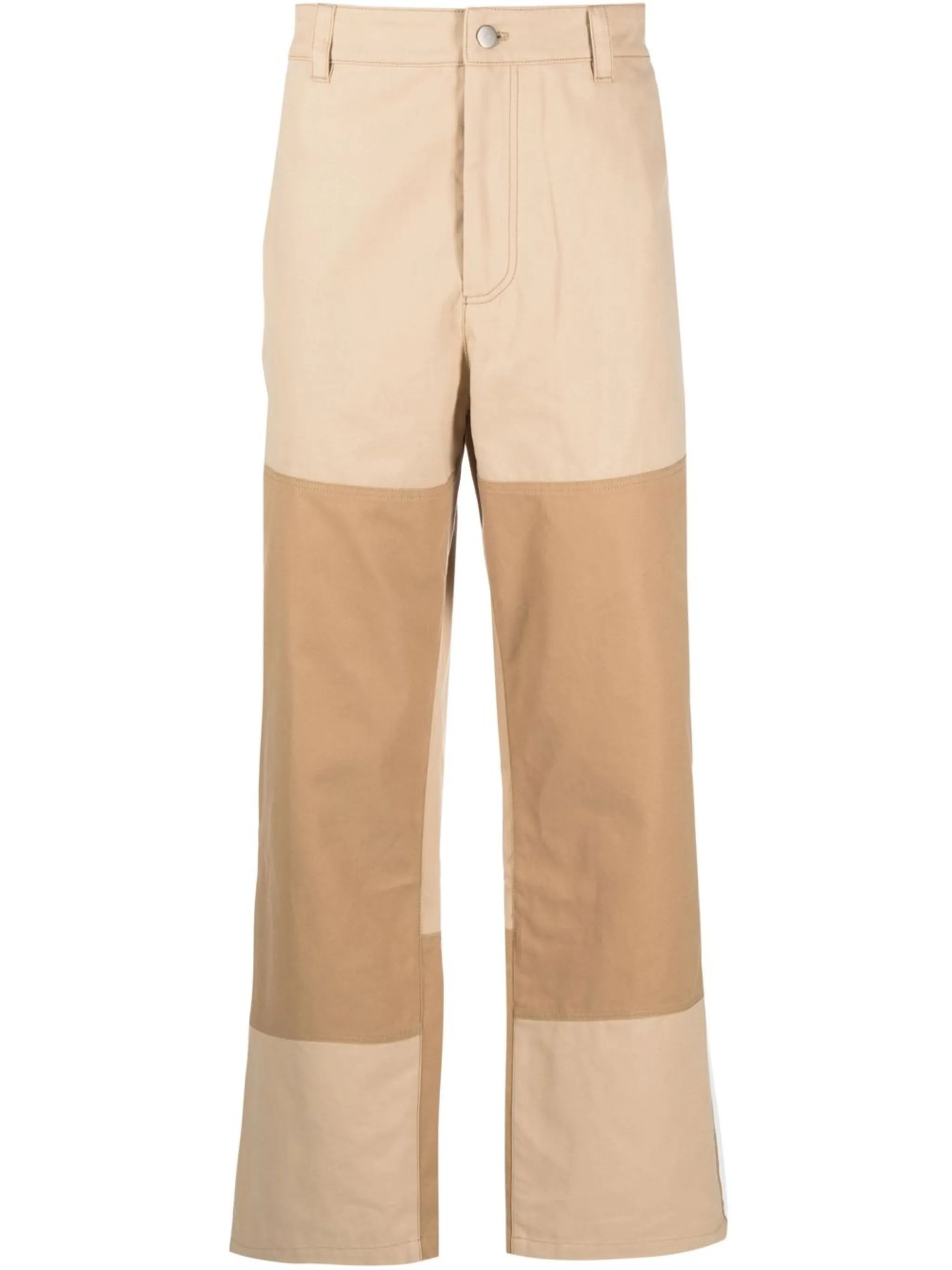 two-tone straight trousers