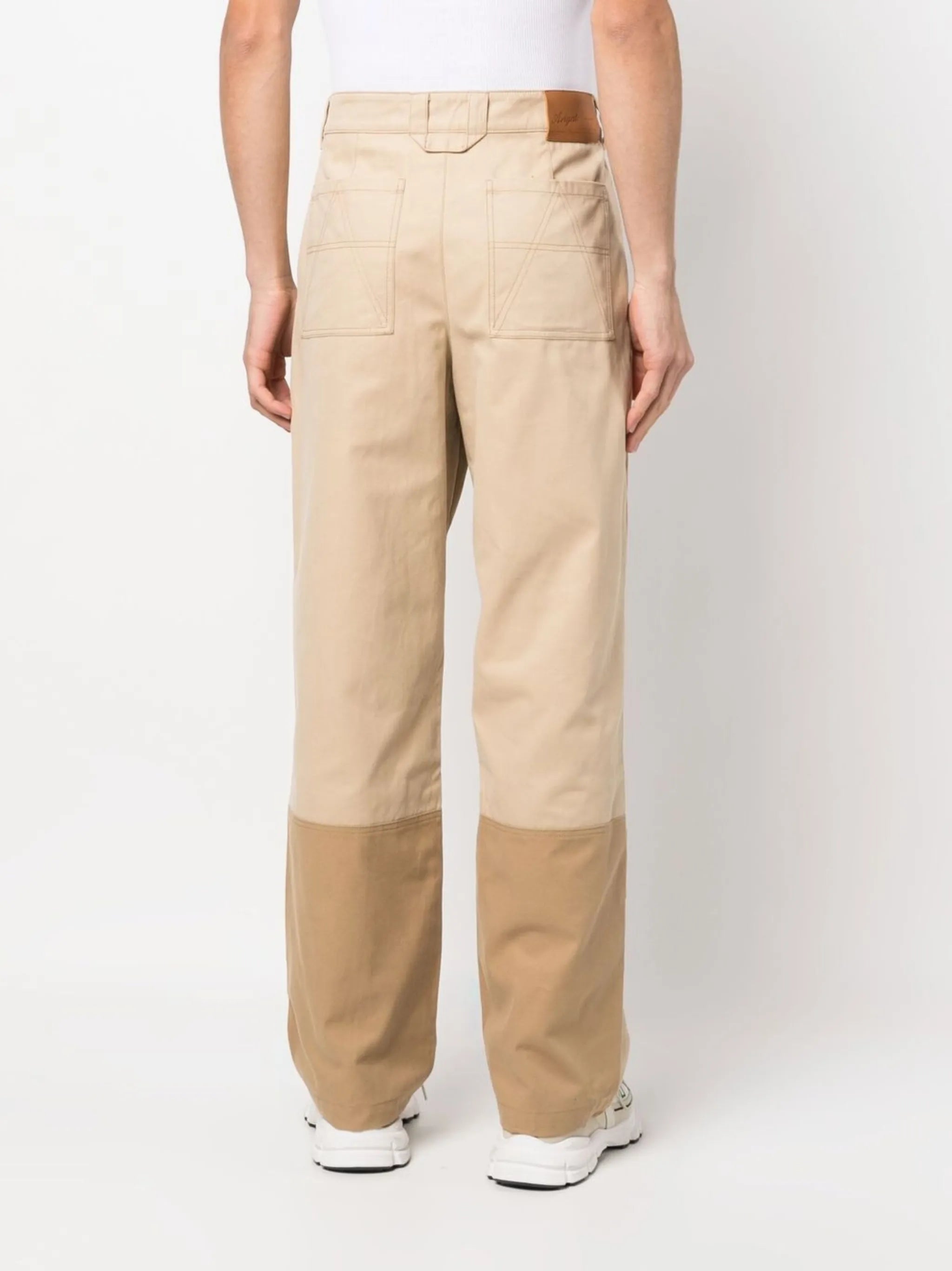two-tone straight trousers