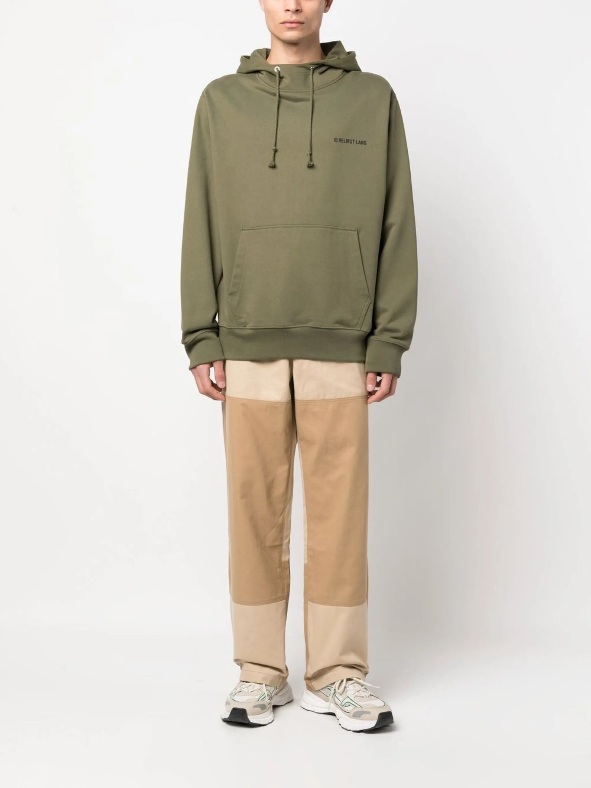 two-tone straight trousers