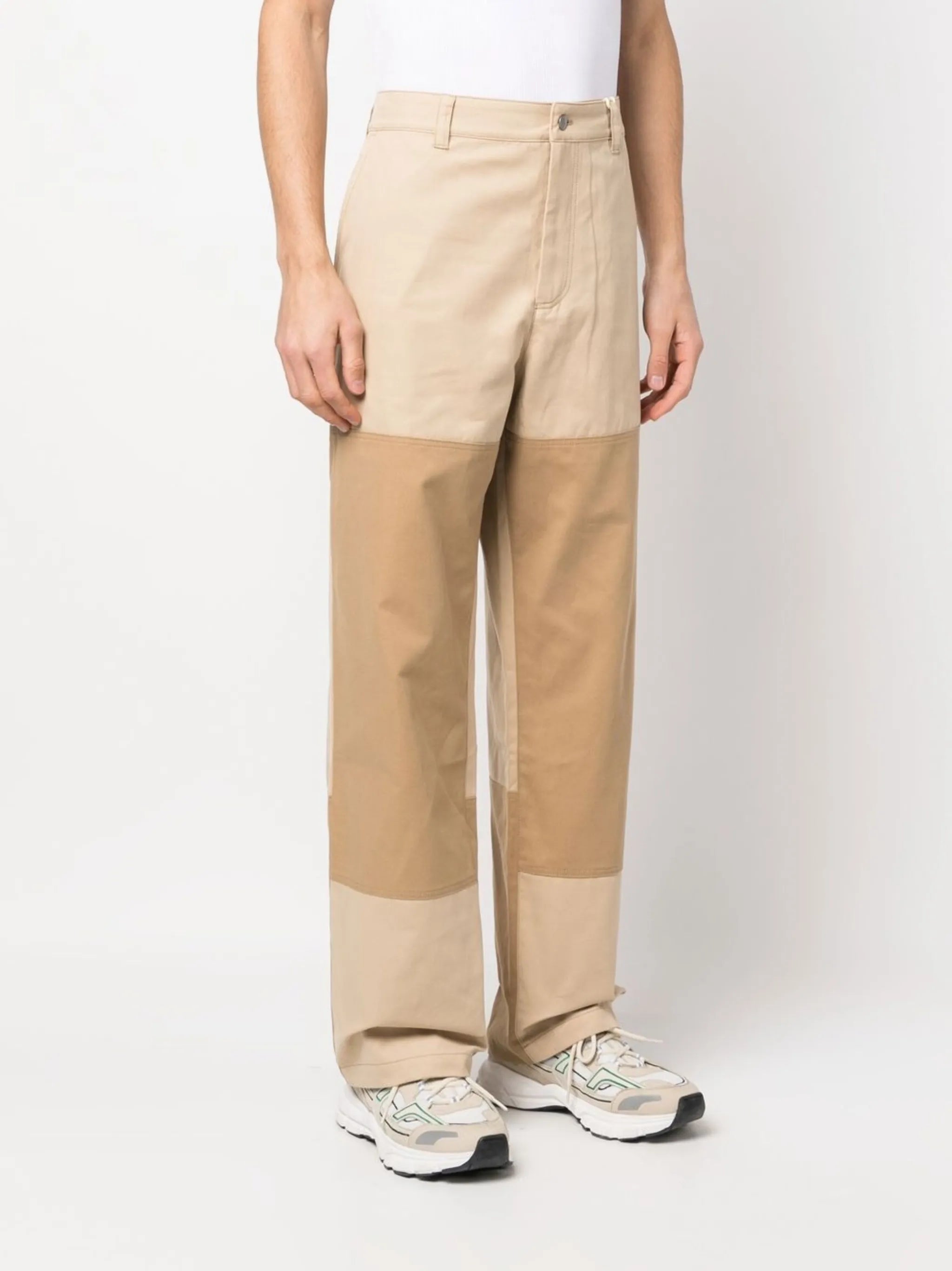 two-tone straight trousers
