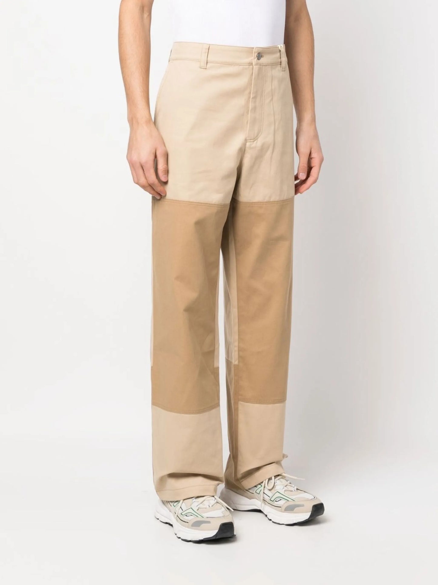two-tone straight trousers
