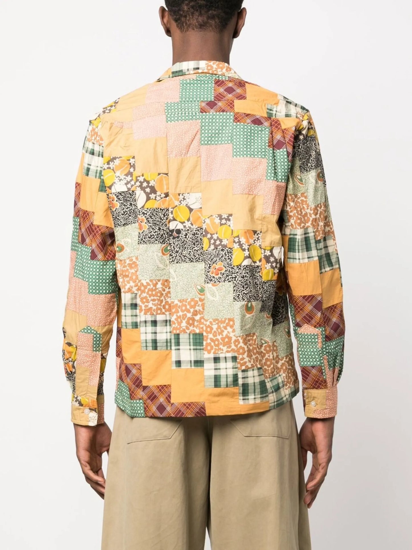 patchwork long-sleeve shirt