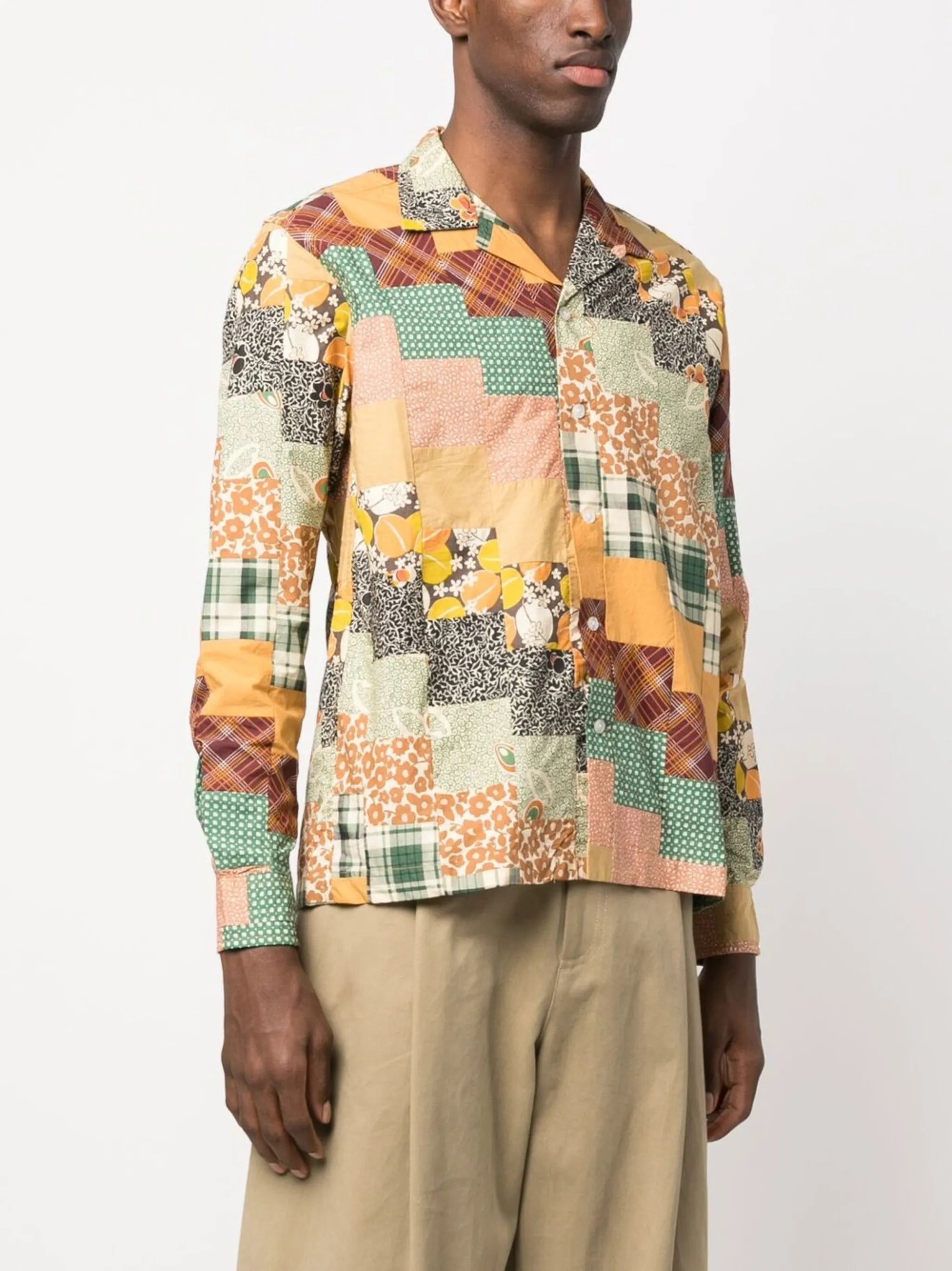 patchwork long-sleeve shirt