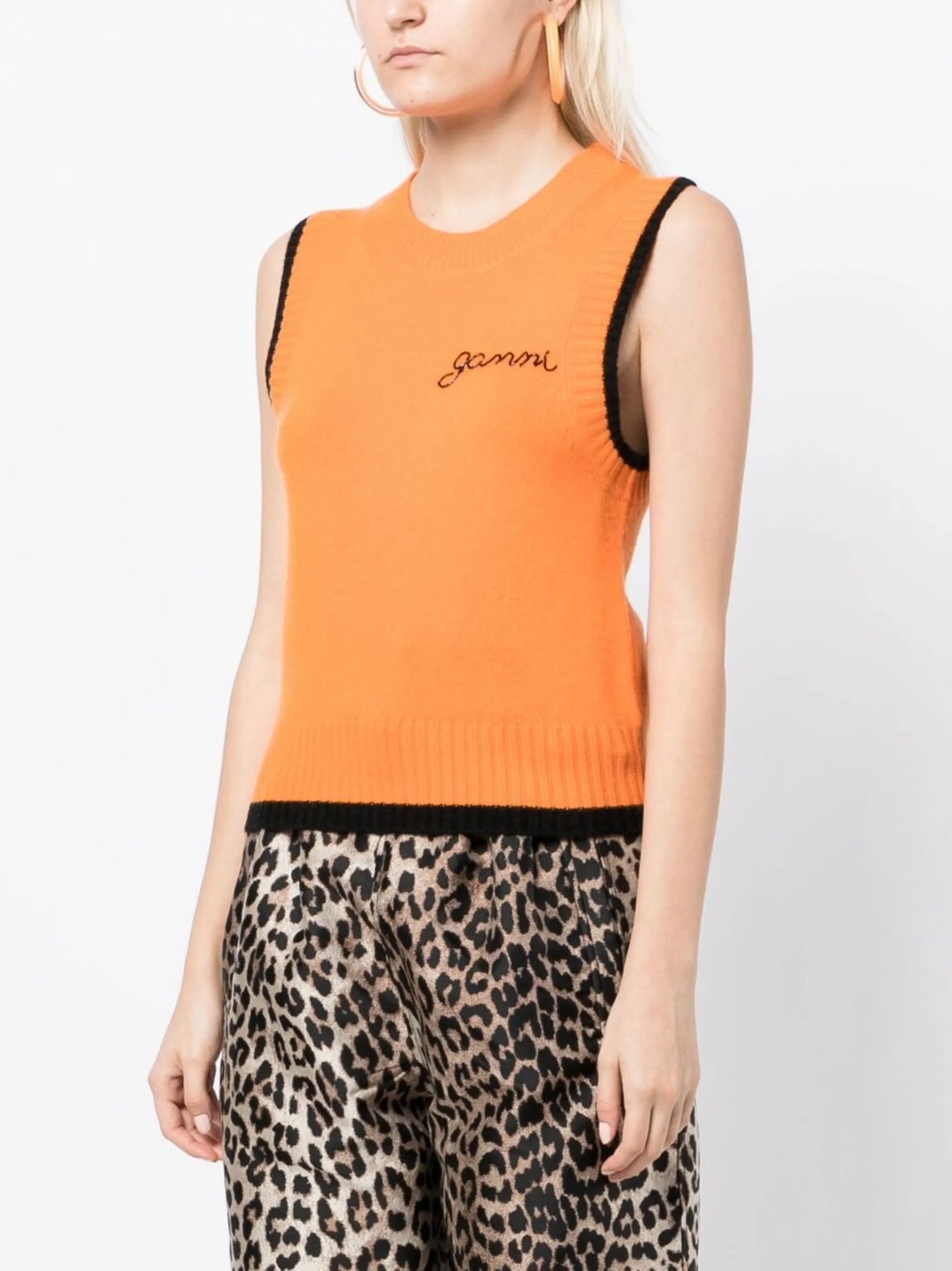 sleeveless wool-blend top