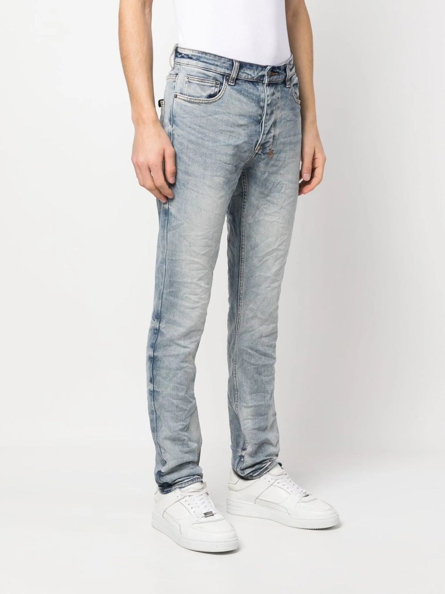 crinkled slim-cut jeans