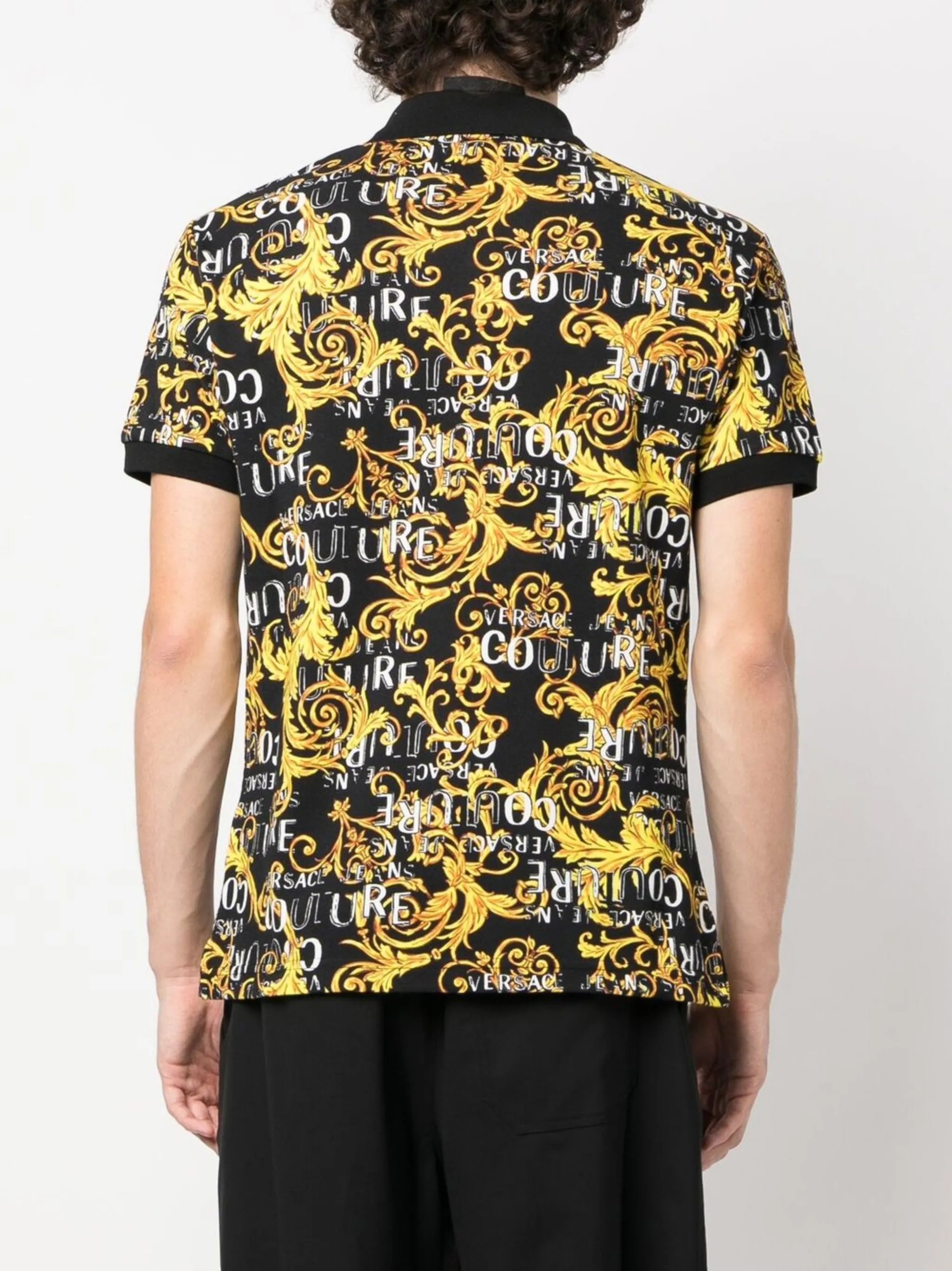 baroque-print polo shirt