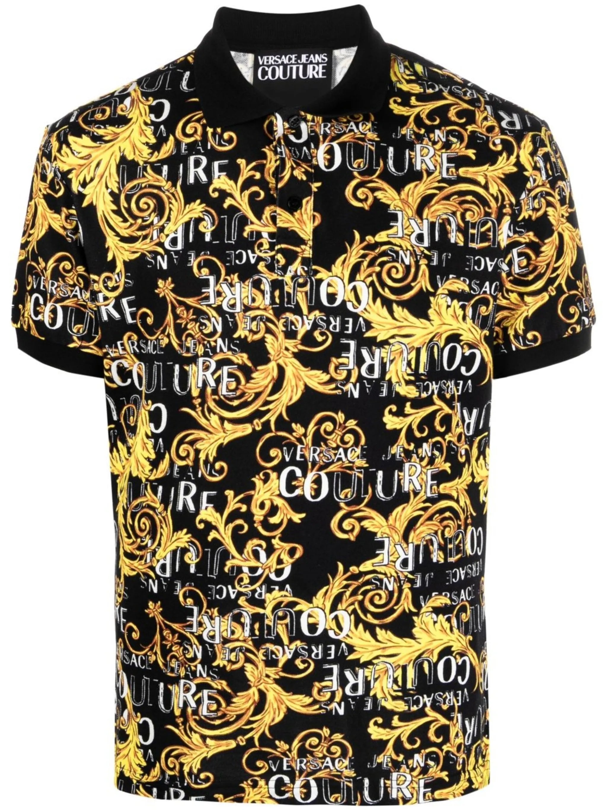 baroque-print polo shirt
