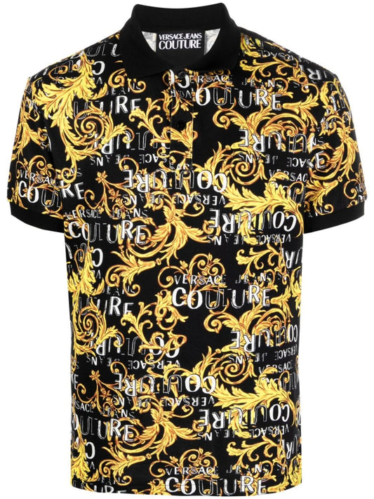 baroque-print polo shirt