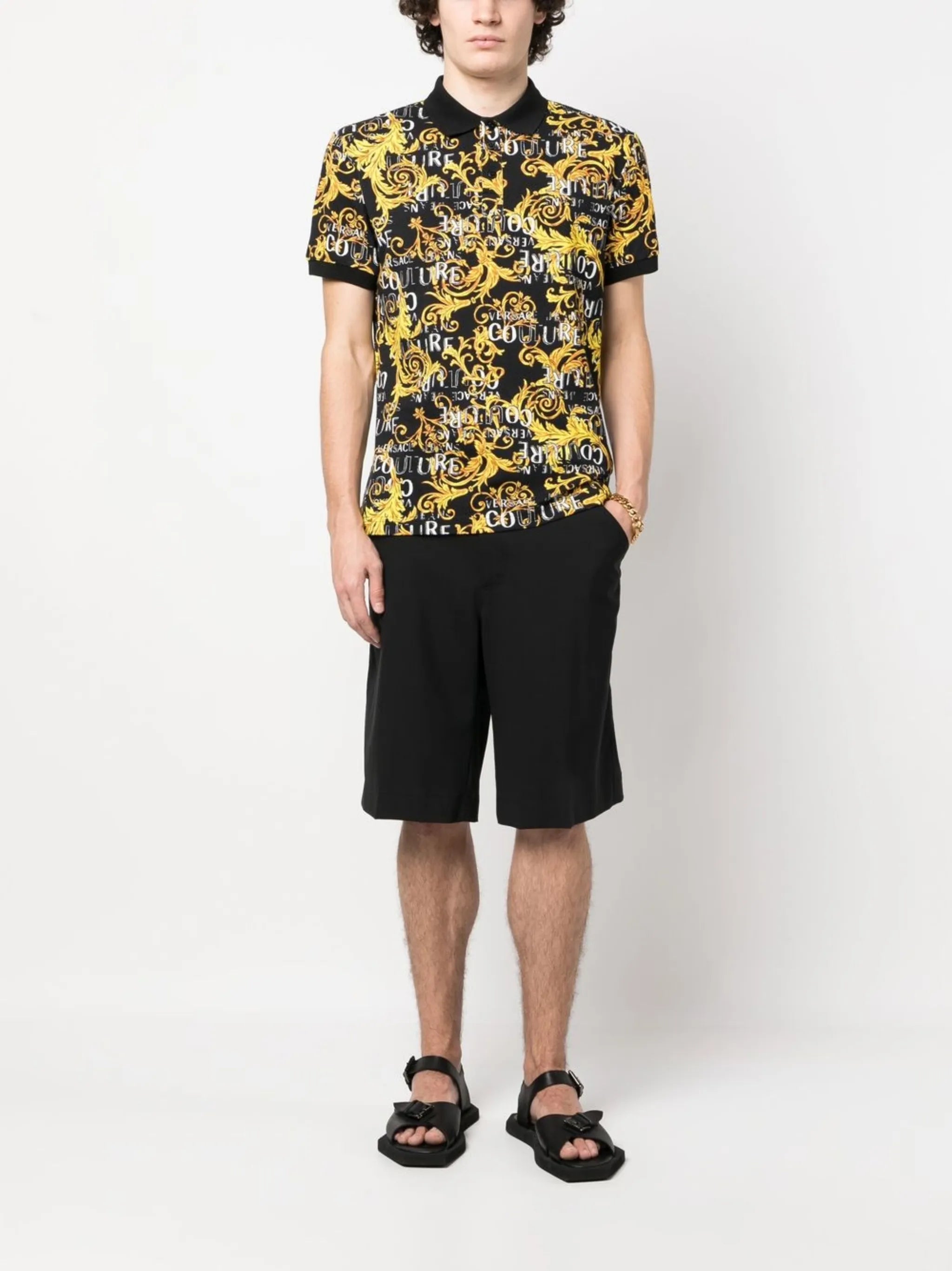 baroque-print polo shirt