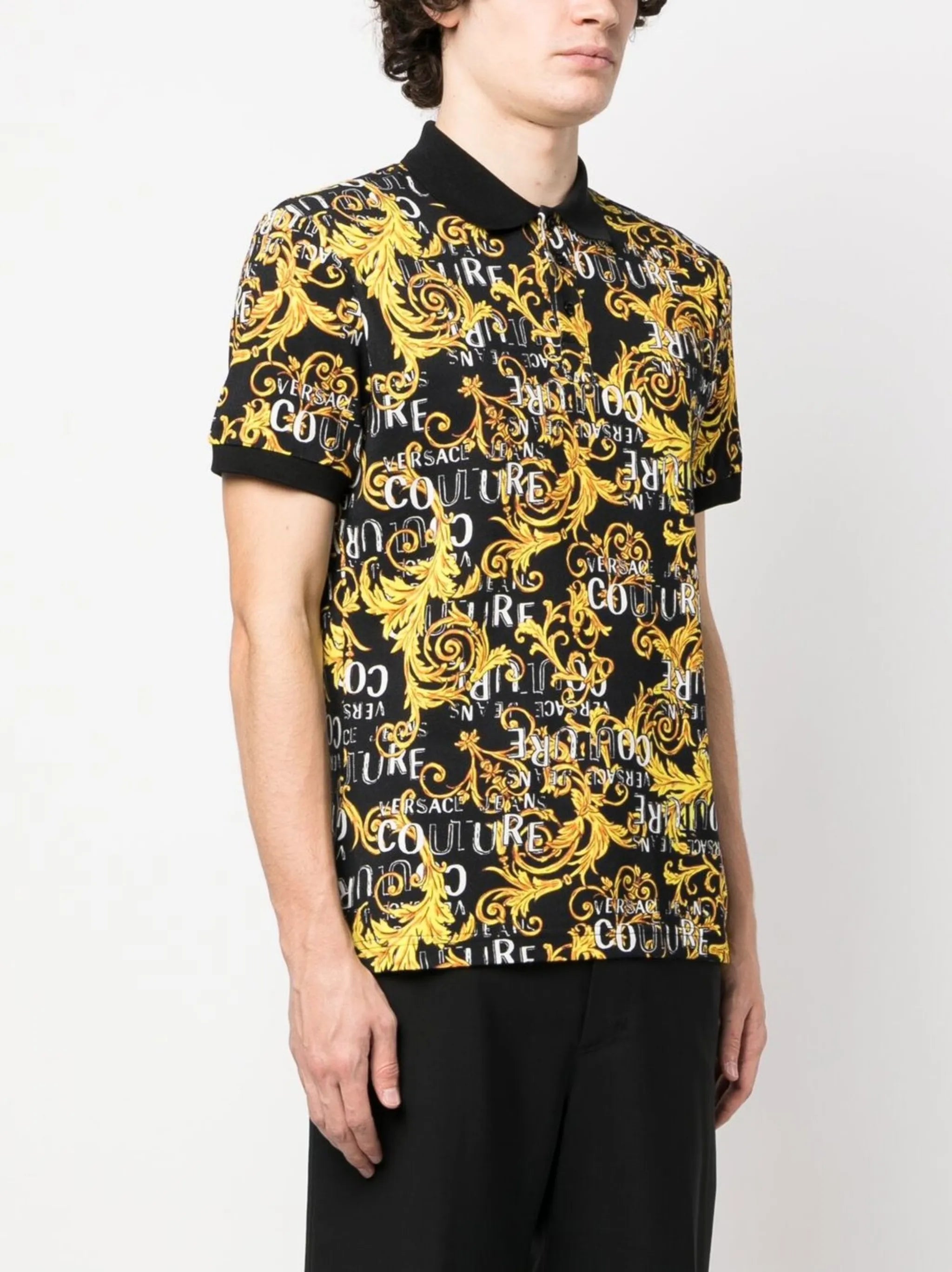 baroque-print polo shirt