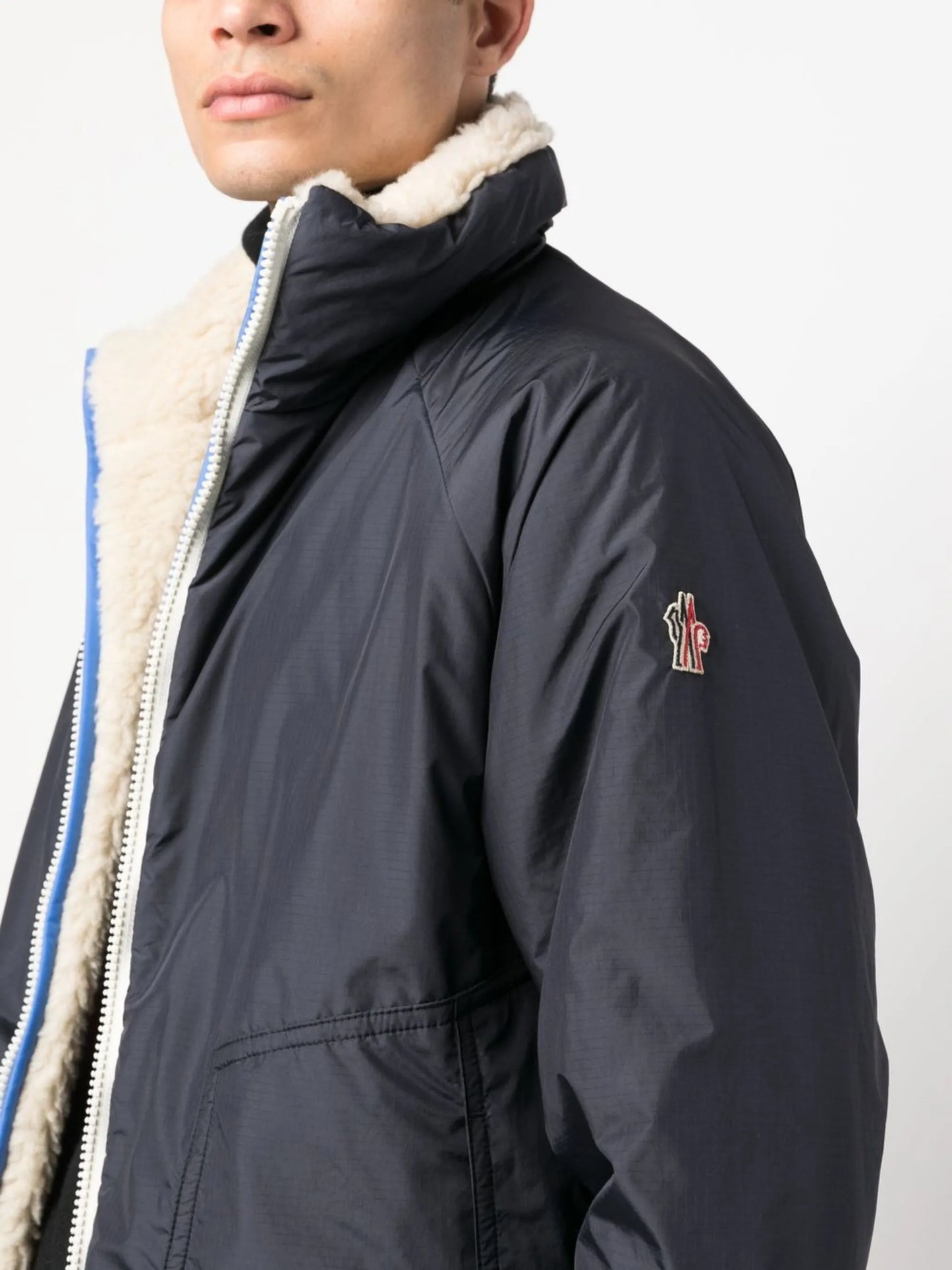 panelled zip-up fleece jacket