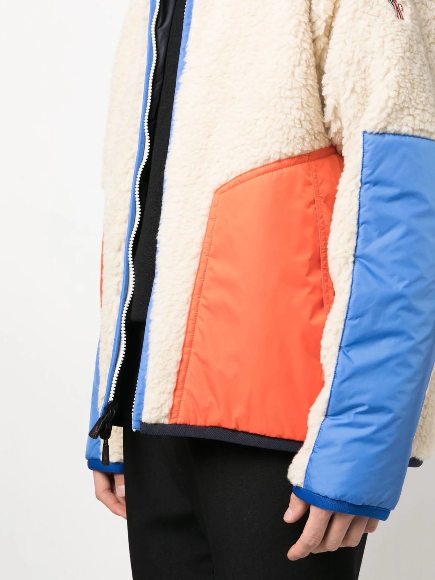 panelled zip-up fleece jacket