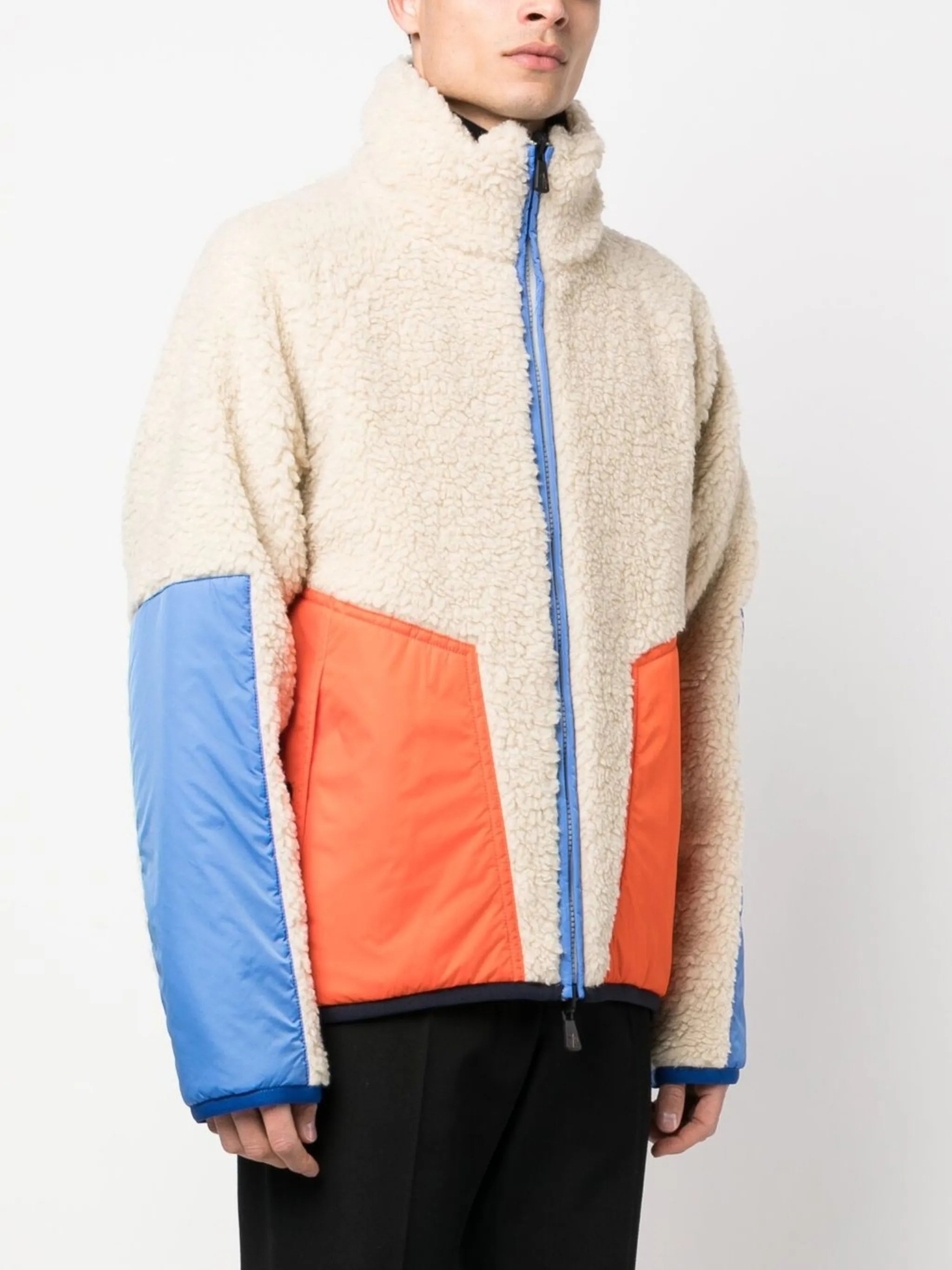 panelled zip-up fleece jacket
