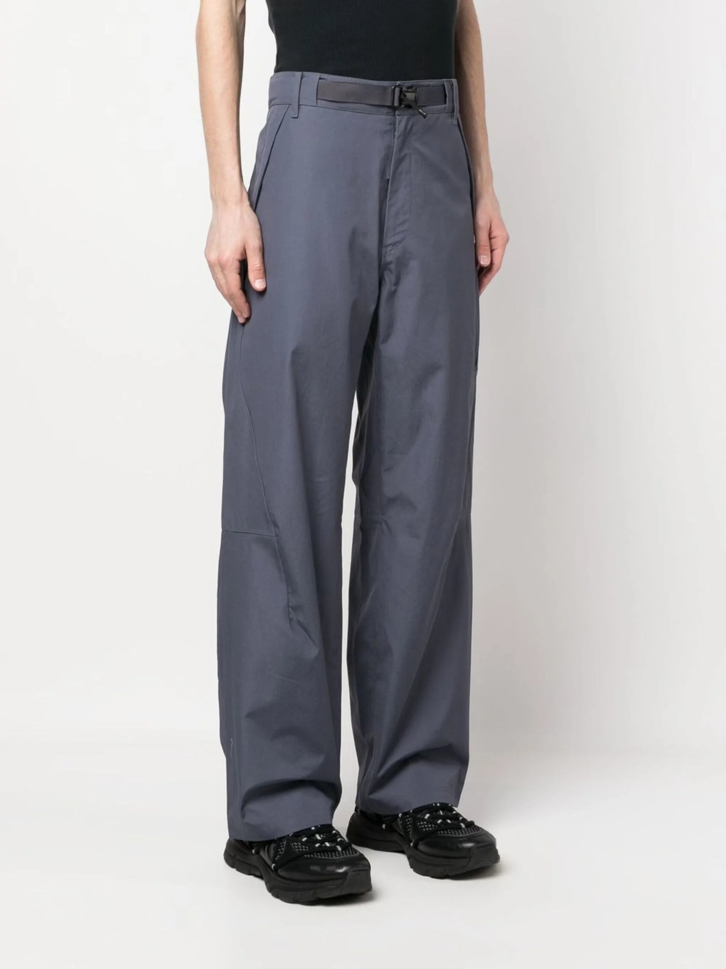 logo-print buckled straight trousers