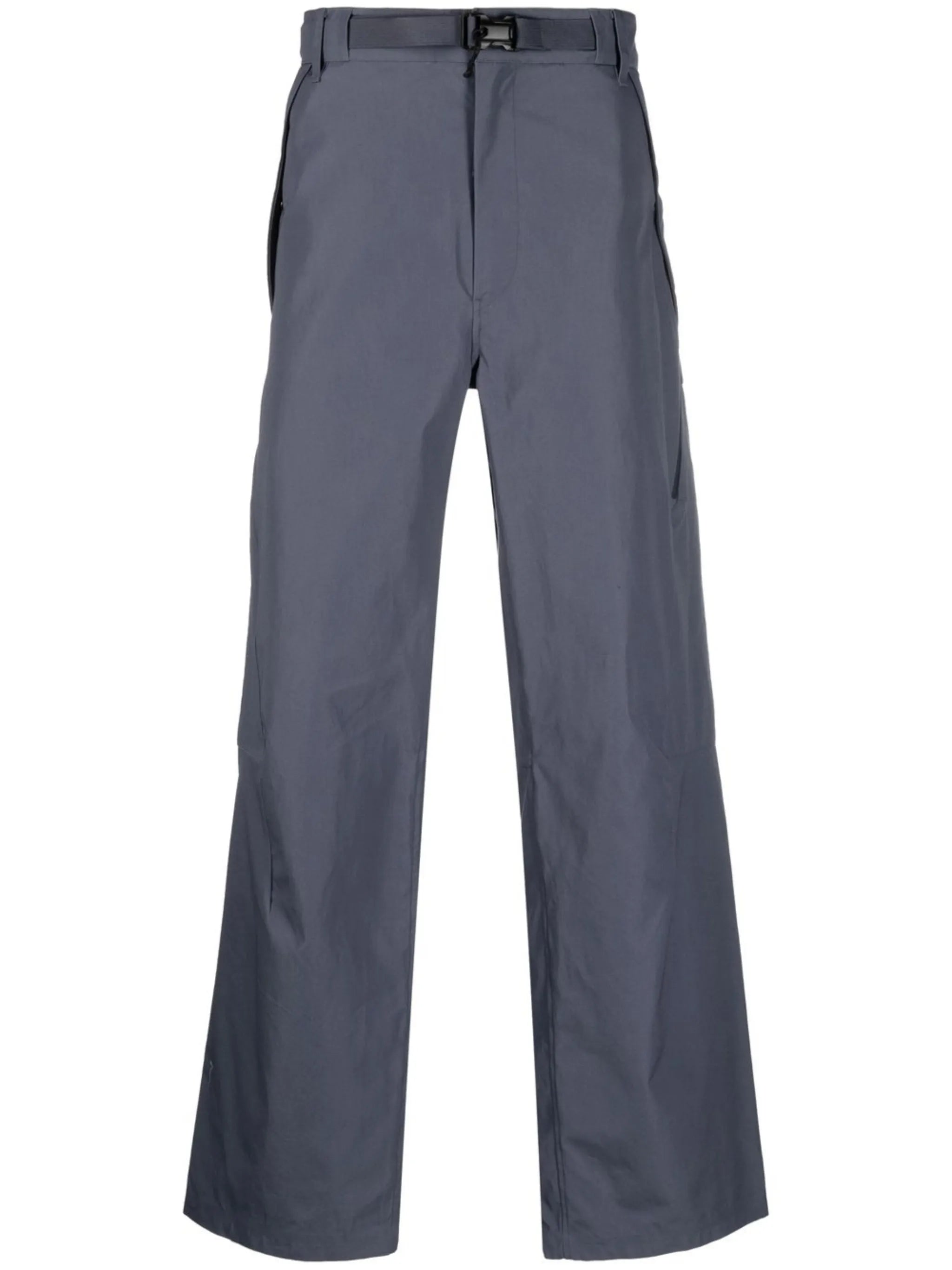 logo-print buckled straight trousers