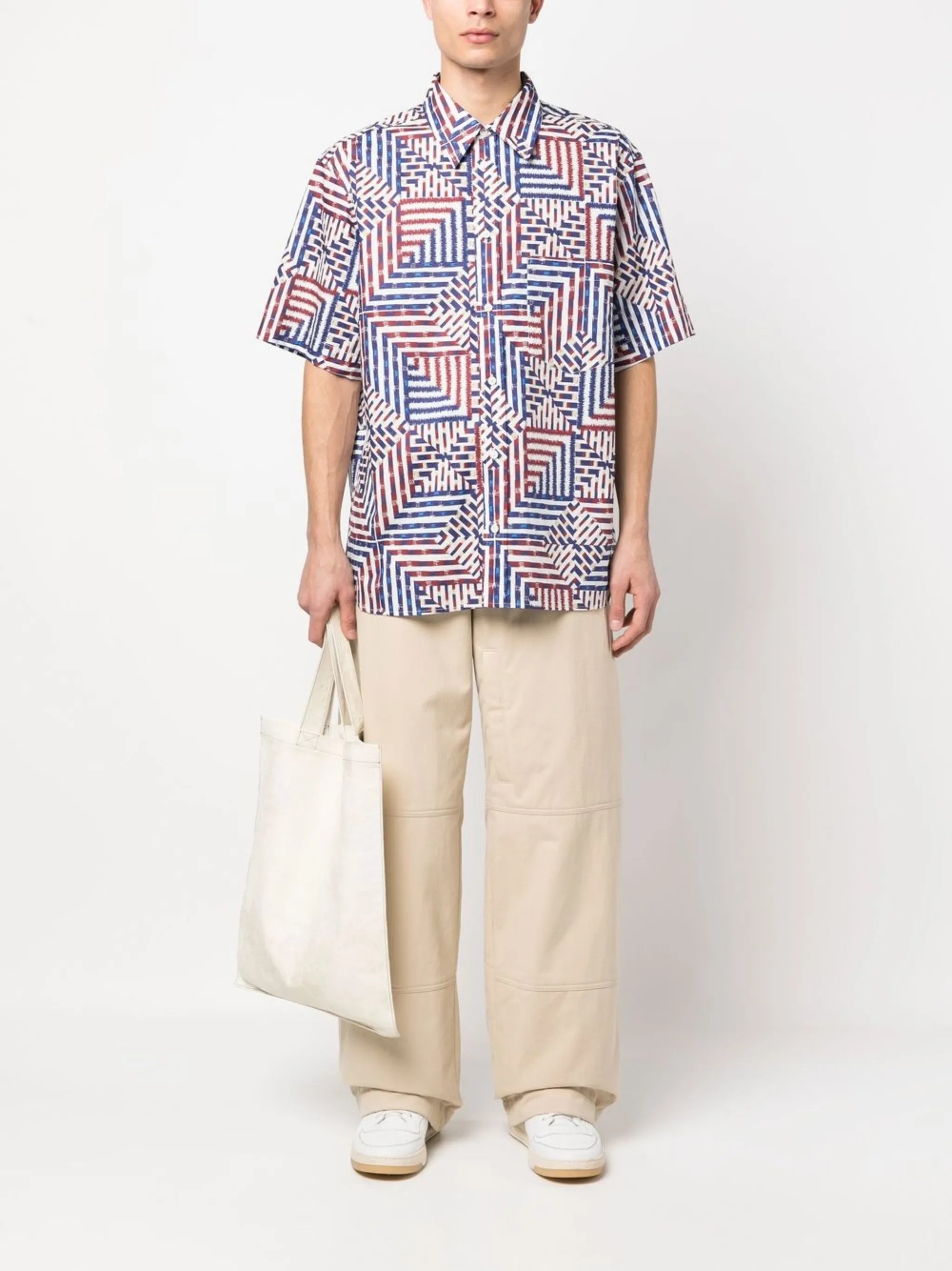 geometric-print short-sleeve shirt